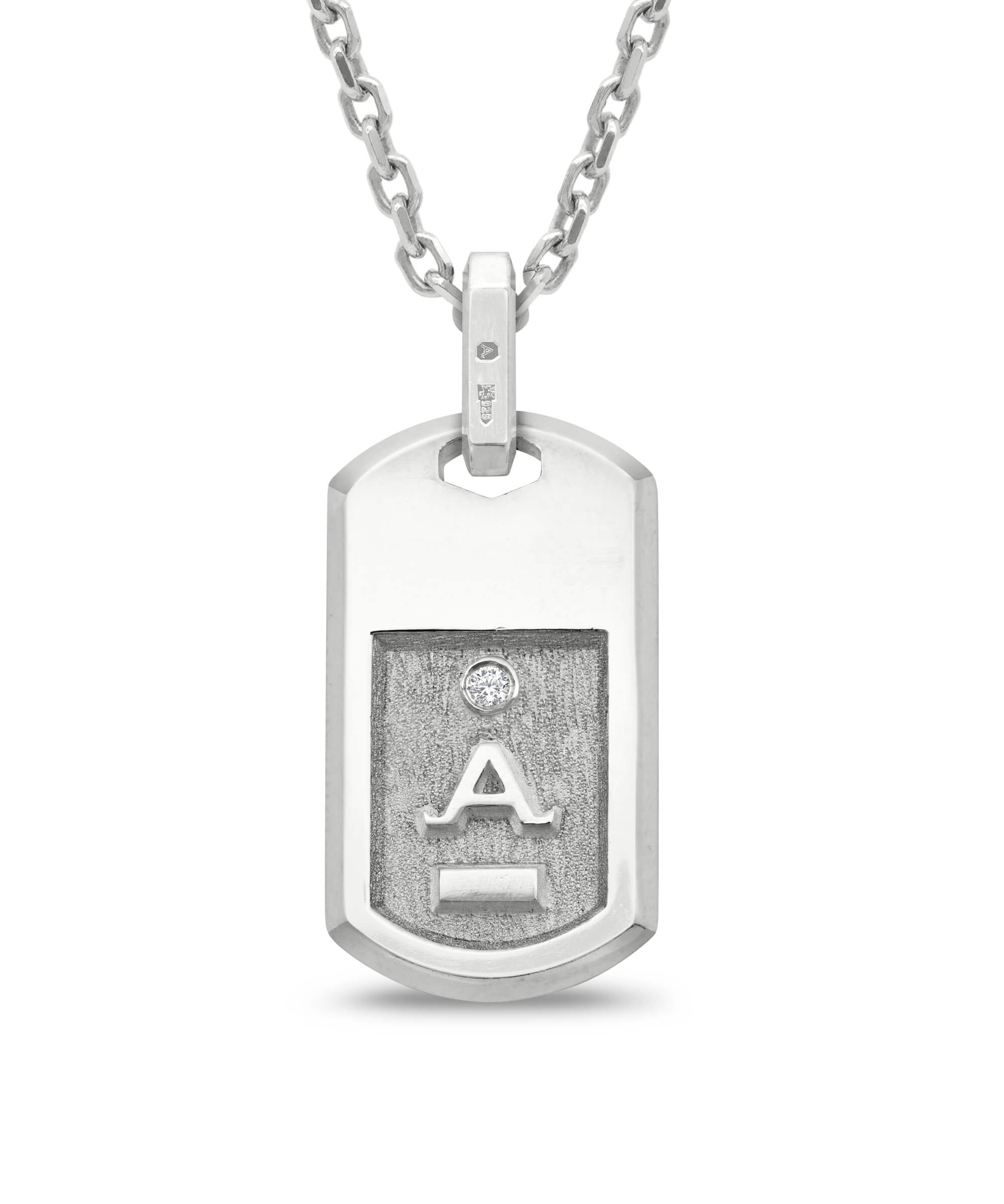 AMULETHA symbolic luxury jewelry gifting - Arrow tag Amulet - sterling silver with diamonds - back