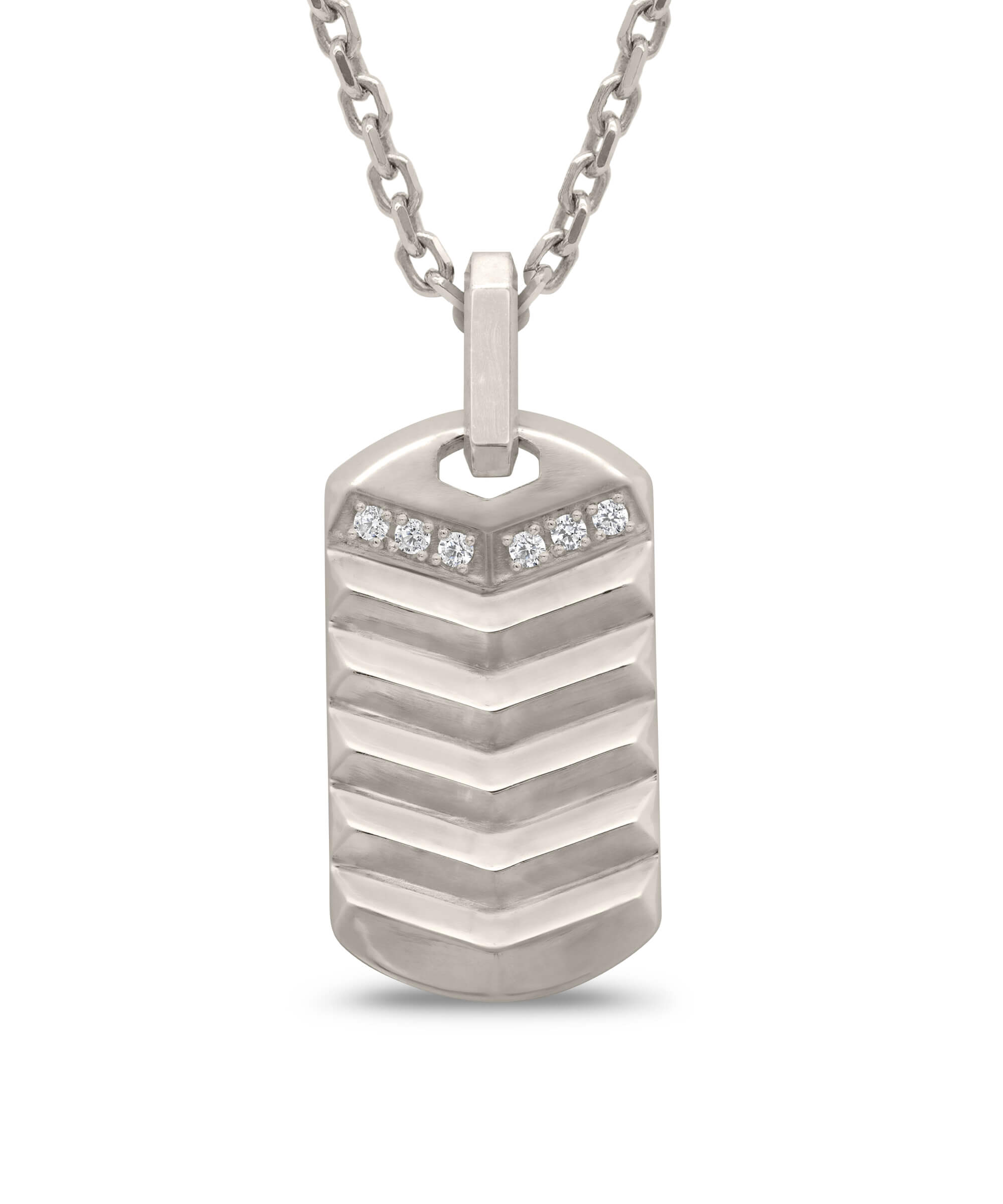 AMULETHA symbolic luxury jewelry gifting - Arrow tag Amulet - white gold with diamonds - front