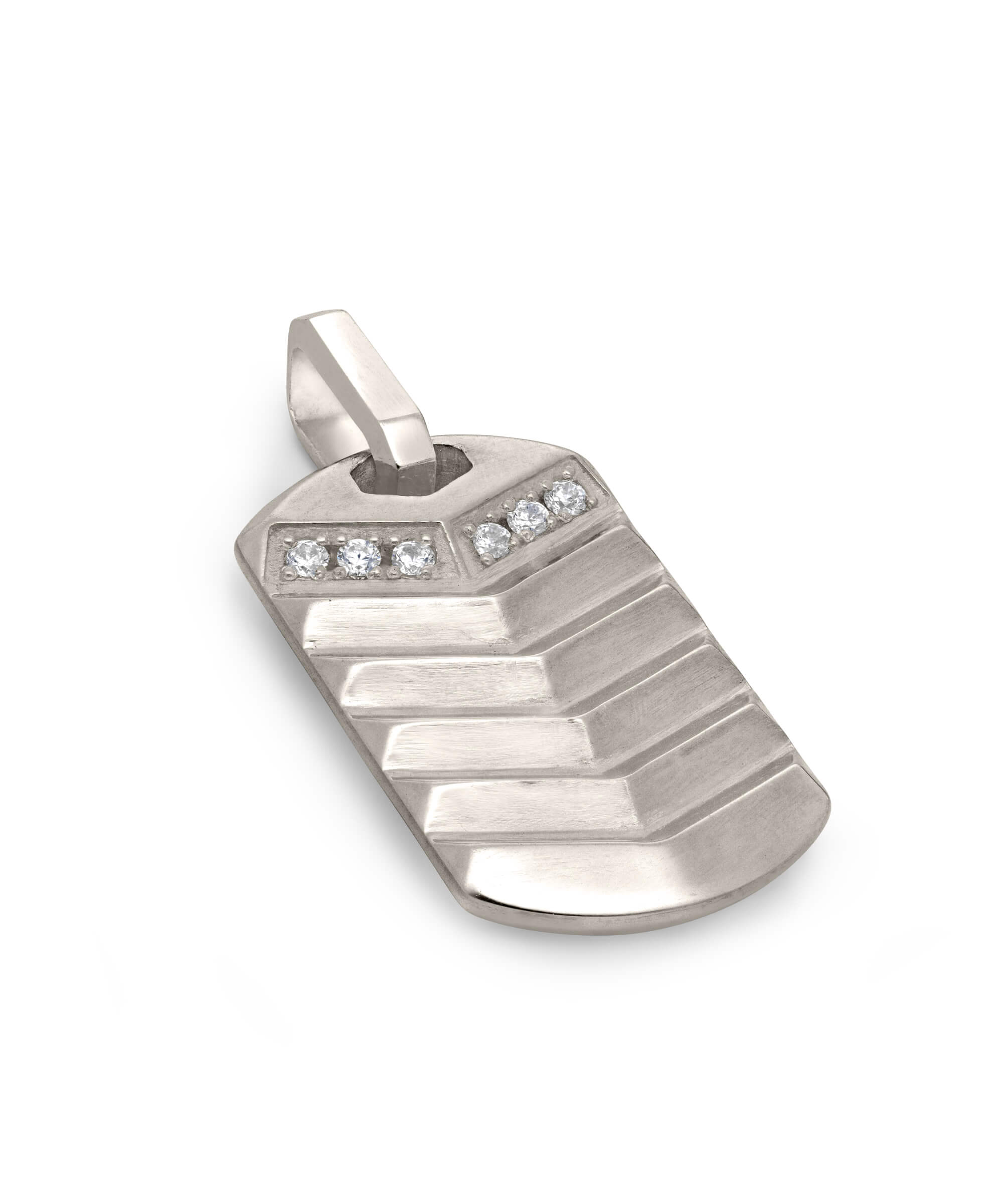 AMULETHA symbolic luxury jewelry gifting - Arrow tag Amulet - white gold with diamonds - side