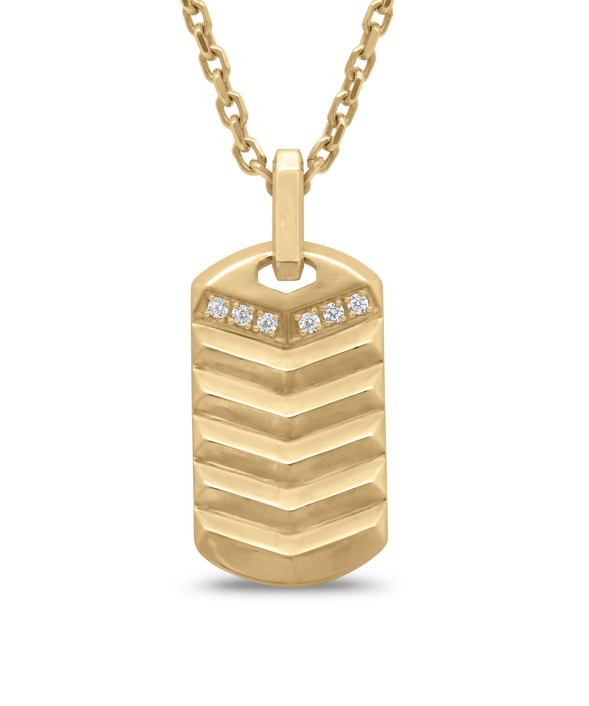 AMULETHA symbolic luxury jewelry gifting - Arrow tag Amulet - yellow gold with diamonds - front