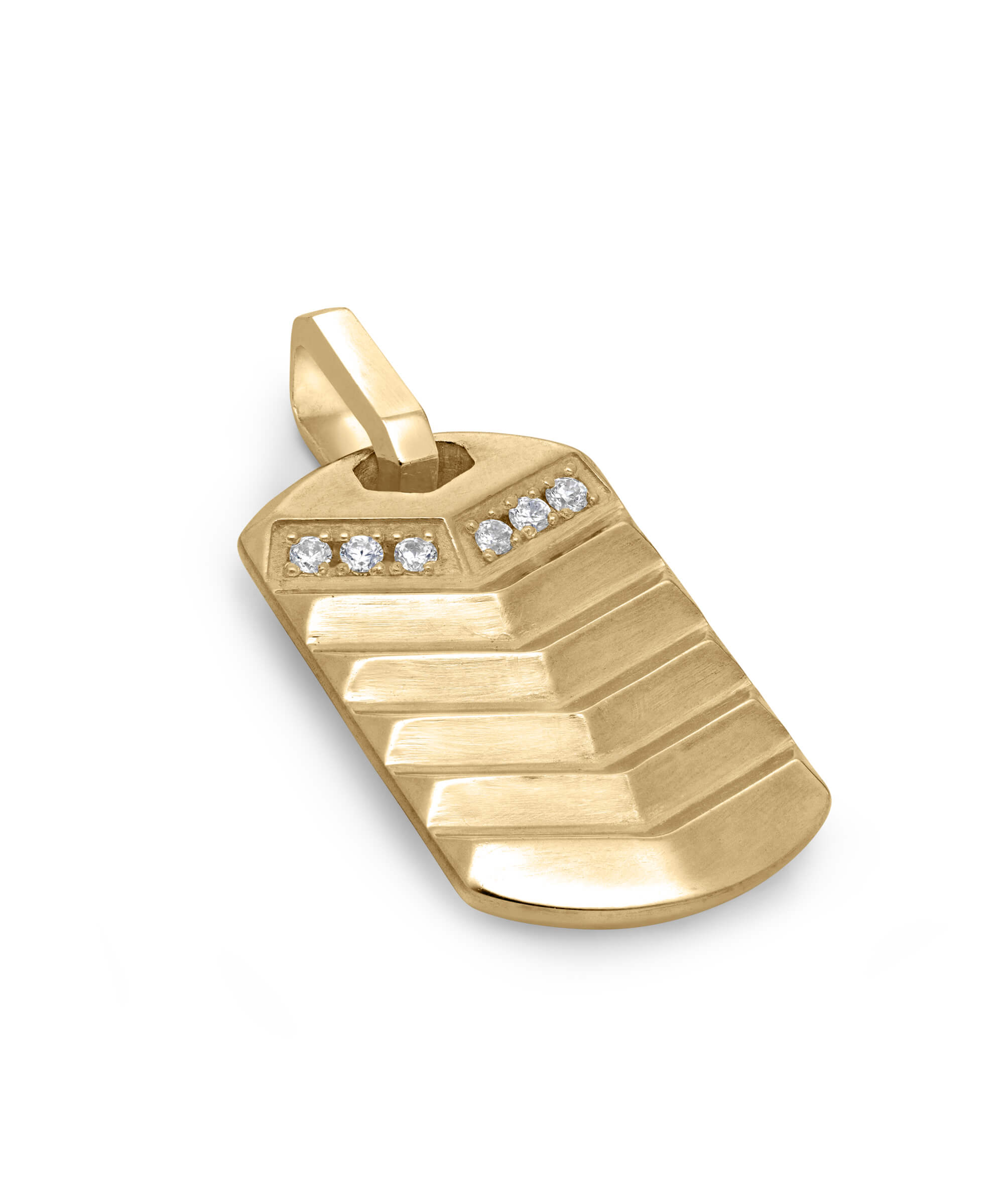 AMULETHA symbolic luxury jewelry gifting - Arrow tag Amulet - yellow gold with diamonds - side