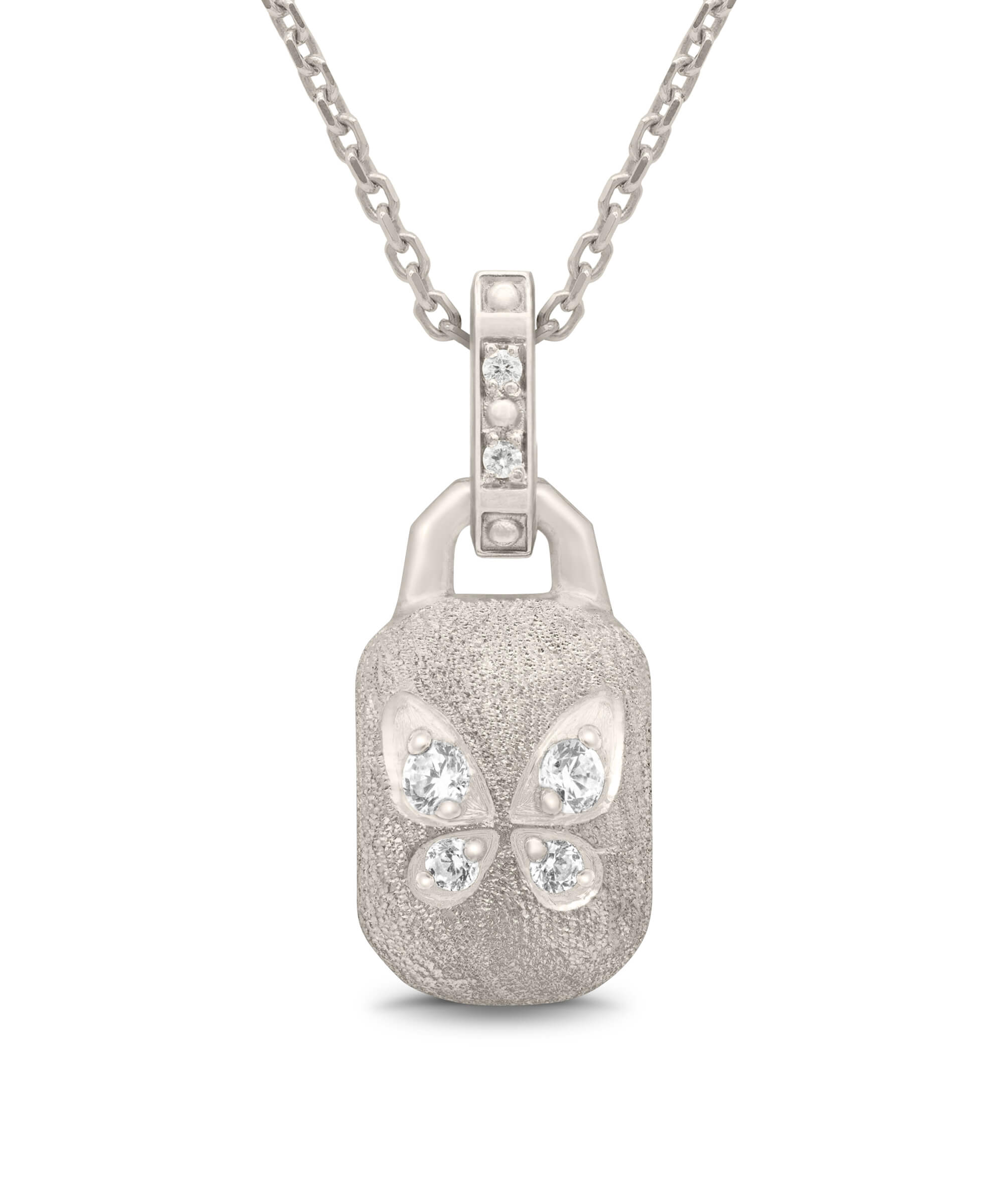 AMULETHA symbolic luxury jewelry gifting - Butterfly Amulet - white gold with diamonds - front