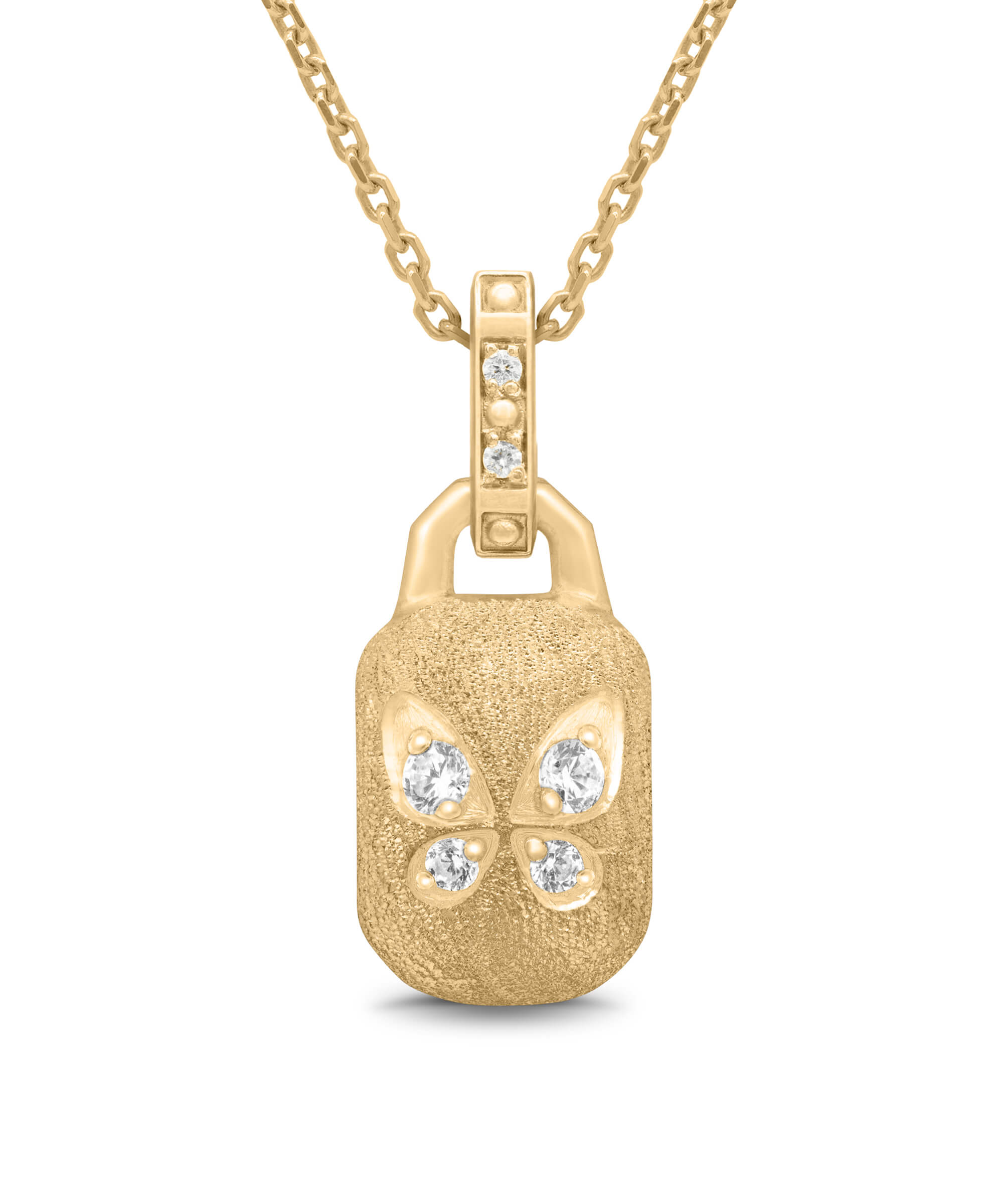 AMULETHA symbolic luxury jewelry gifting - Butterfly Amulet - yellow gold  with diamonds - front