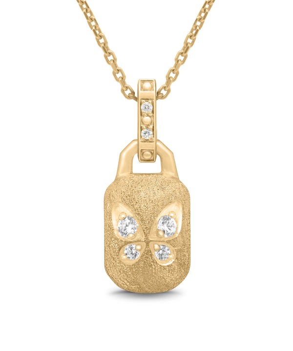 AMULETHA symbolic luxury jewelry gifting - Butterfly Amulet - yellow gold  with diamonds - front