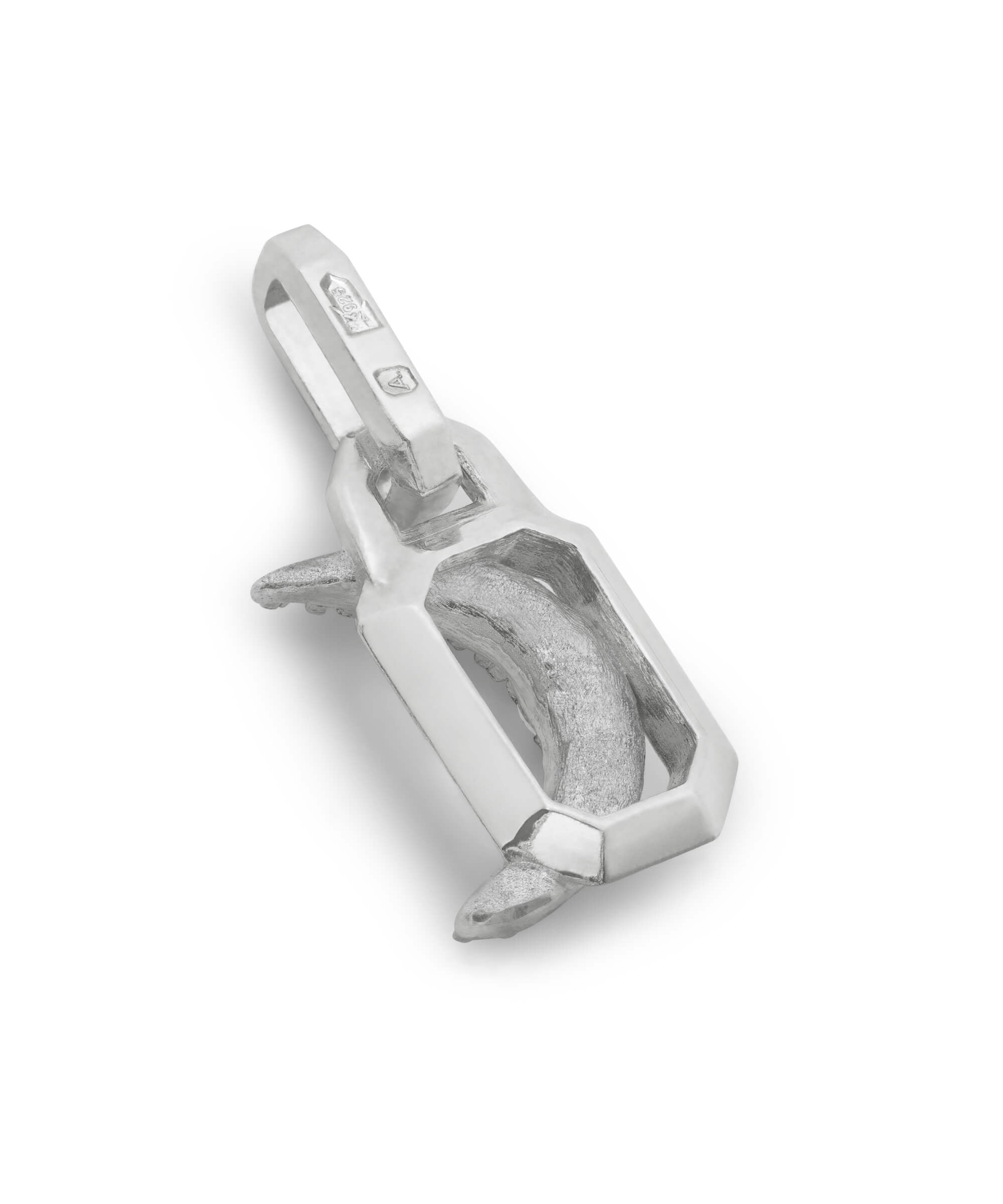 AMULETHA symbolic luxury jewelry gifting - Crescent Amulet - sterling silver with diamonds - side back