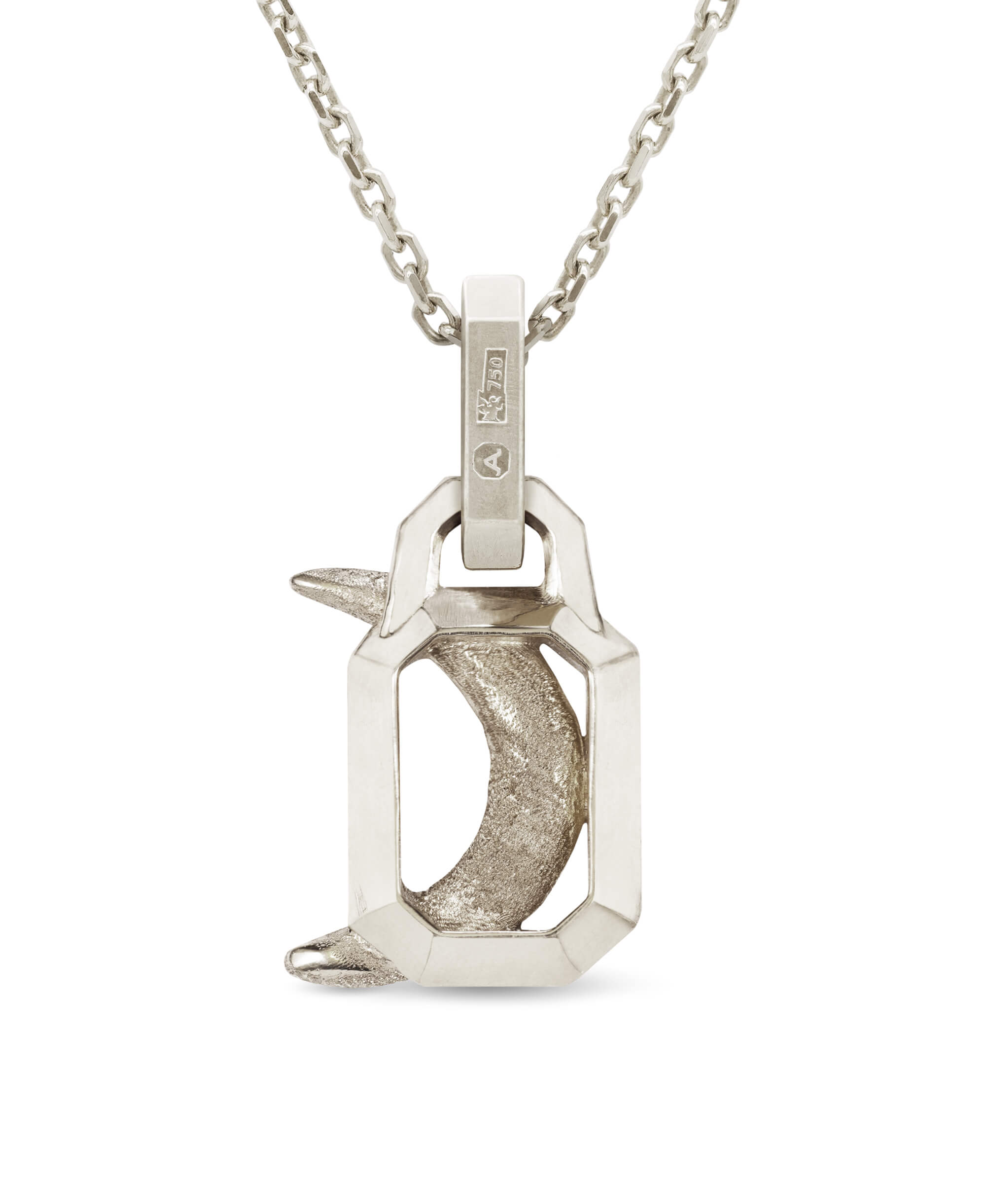 AMULETHA symbolic luxury jewelry gifting - Crescent Amulet - white gold with diamonds - back