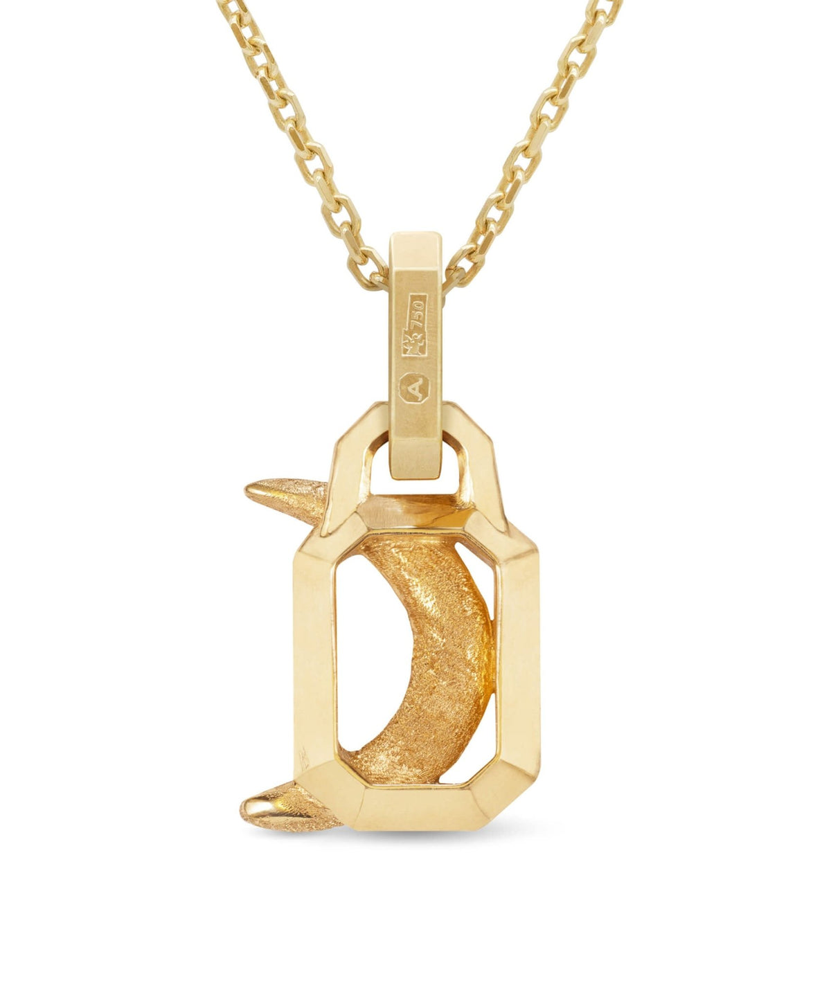 AMULETHA symbolic luxury jewelry gifting - Crescent Amulet - yellow gold with diamonds - back