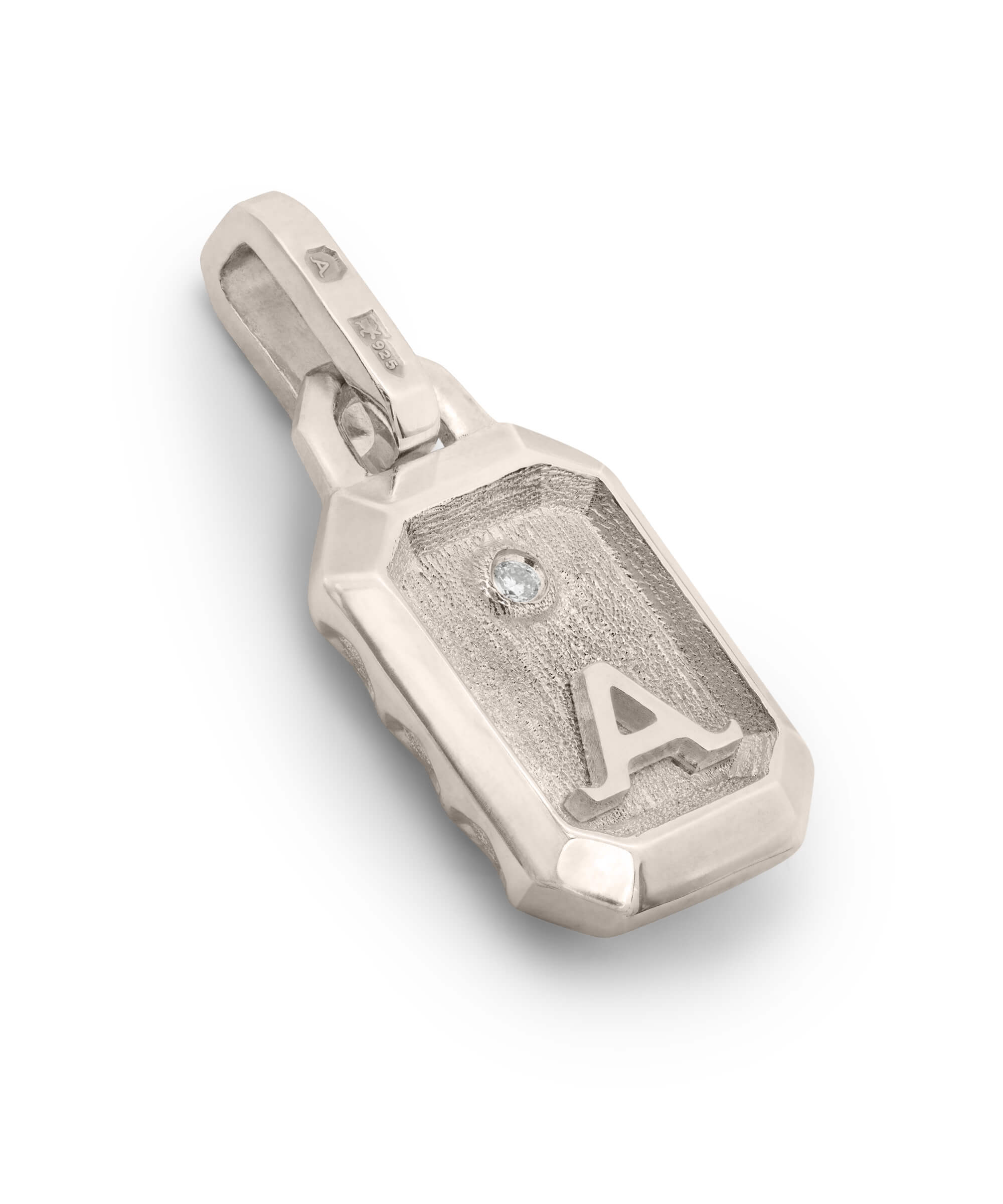 AMULETHA symbolic luxury jewelry gifting - Honeycomb Amulet - white gold with diamonds - side back