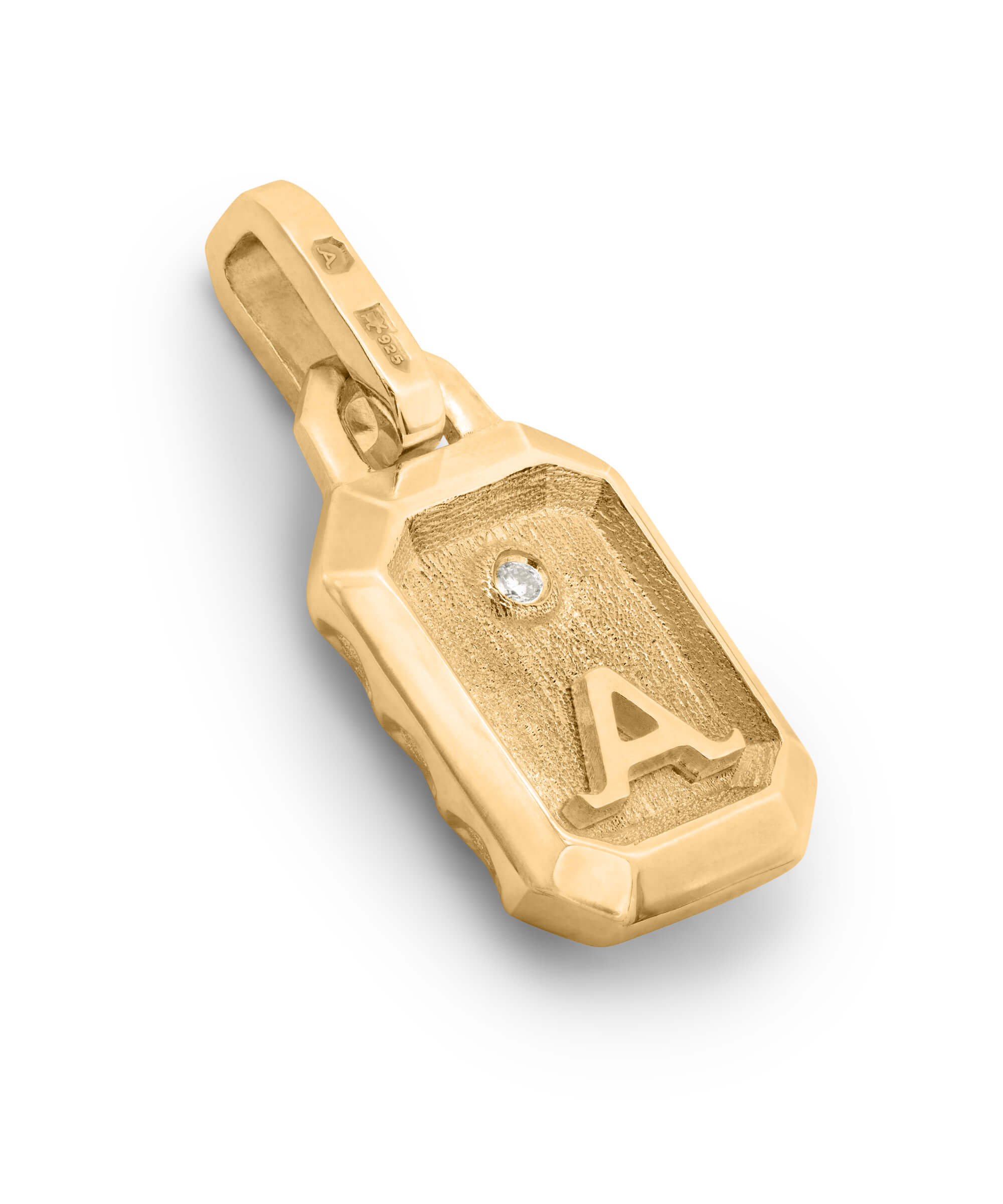 AMULETHA symbolic luxury jewelry gifting - Honeycomb Amulet - yellow gold with diamonds - side back