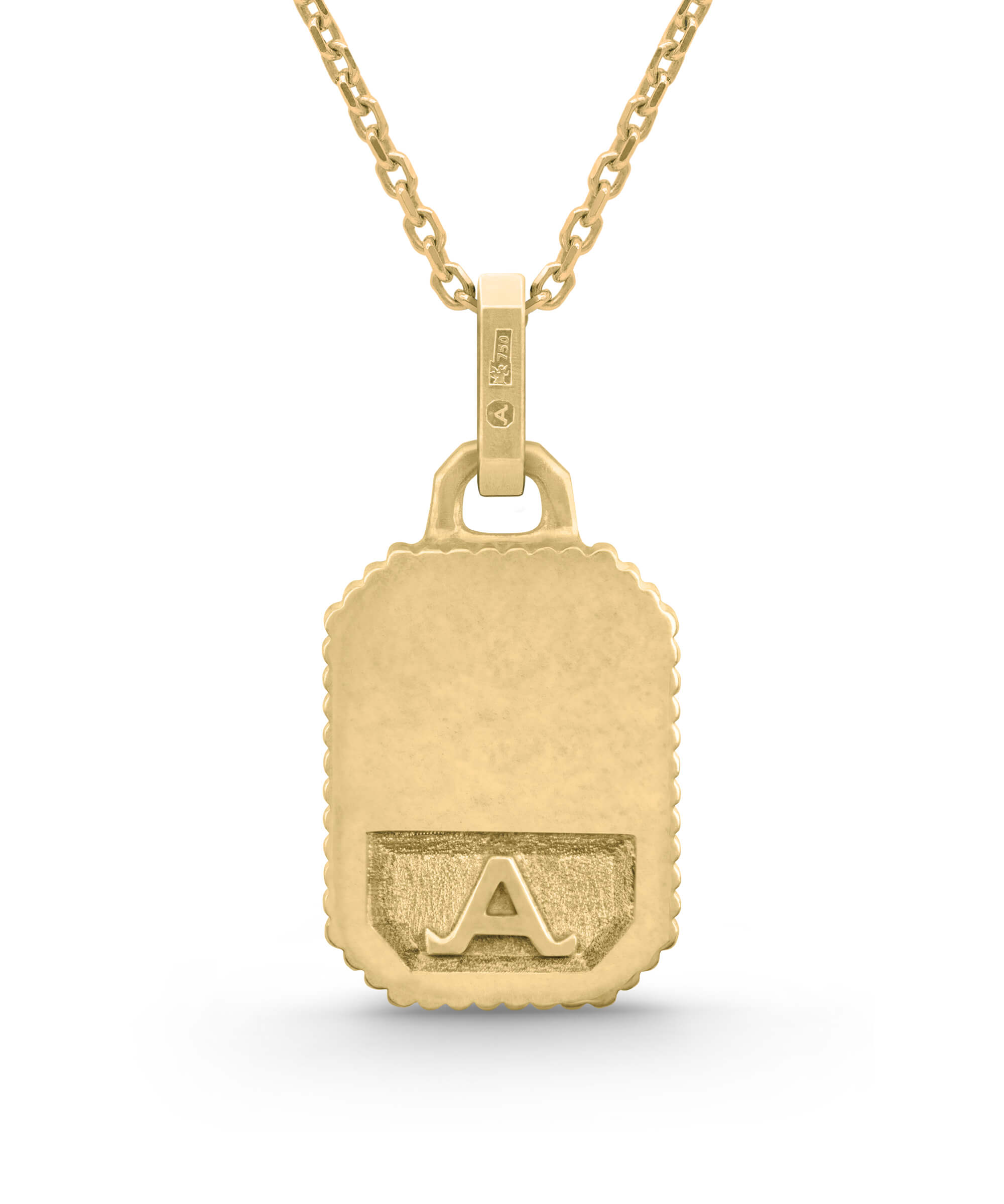 AMULETHA symbolic luxury jewelry gifting - Qu'Hier Que Demain Amulet - yellow gold with diamonds - back