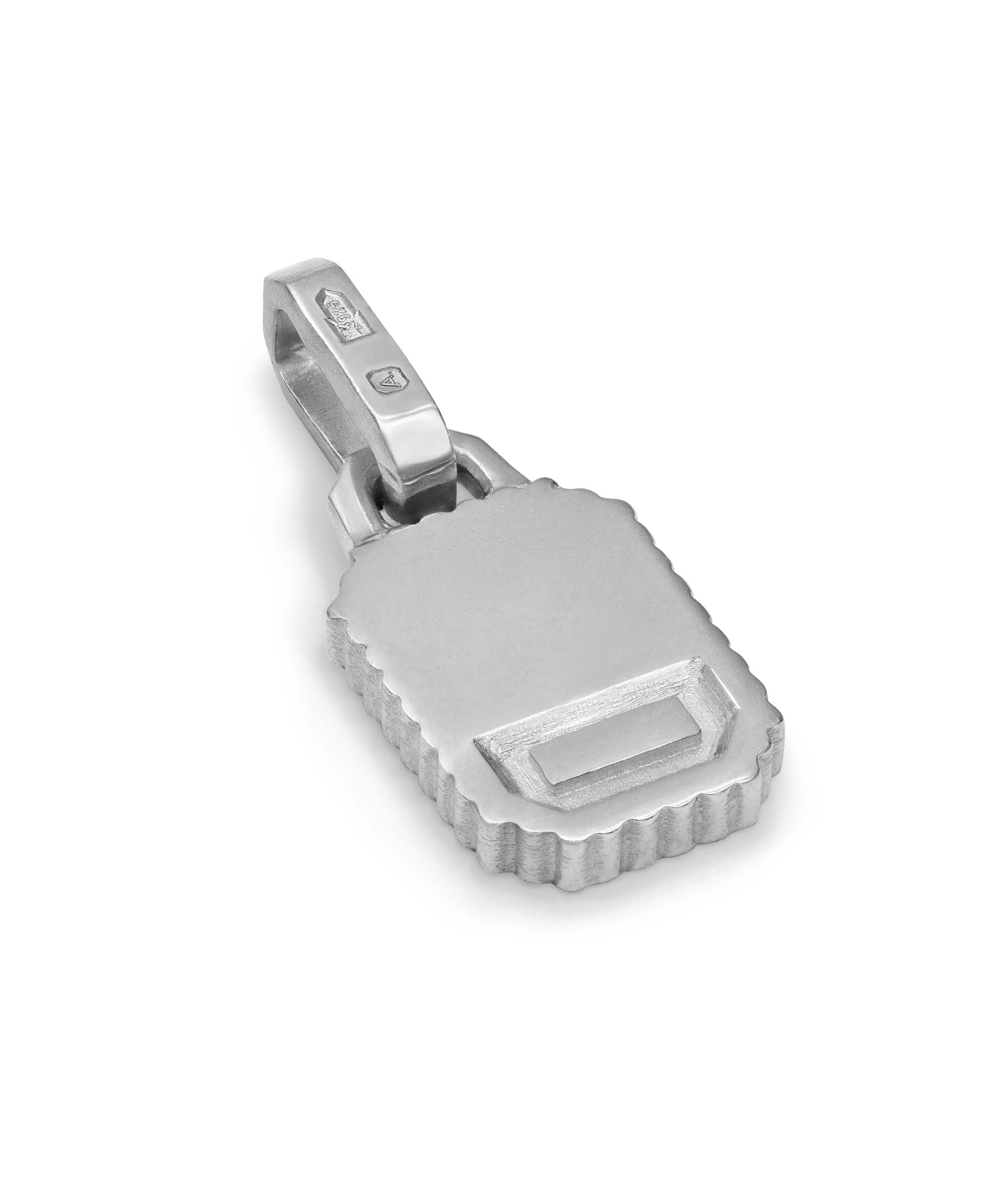 AMULETHA symbolic luxury jewelry gifting - Qu'Hier Que Demain Mini Amulet - sterling silver with diamonds - side back