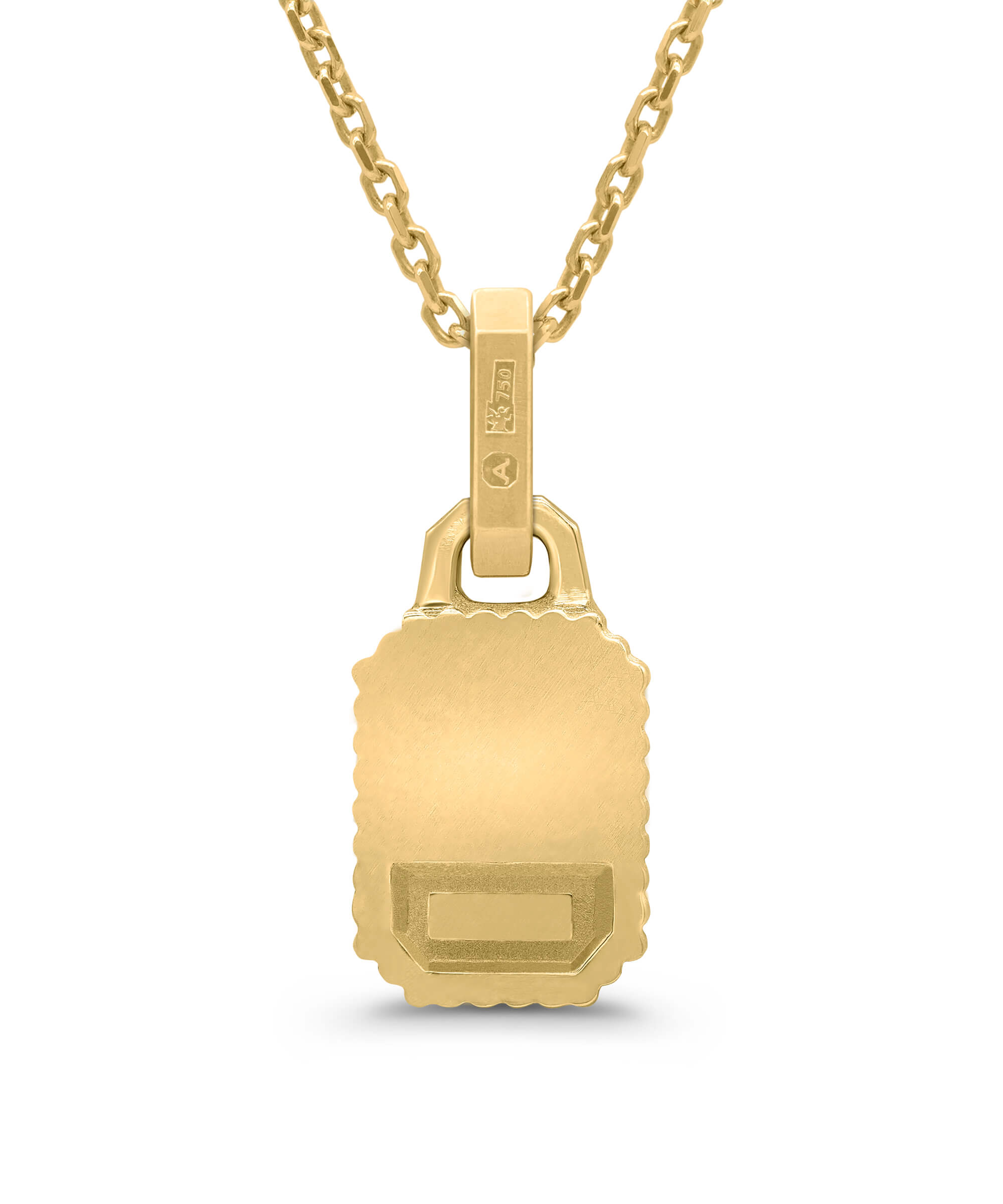 AMULETHA symbolic luxury jewelry gifting - Qu'Hier Que Demain Mini Amulet - yellow gold with diamonds - back