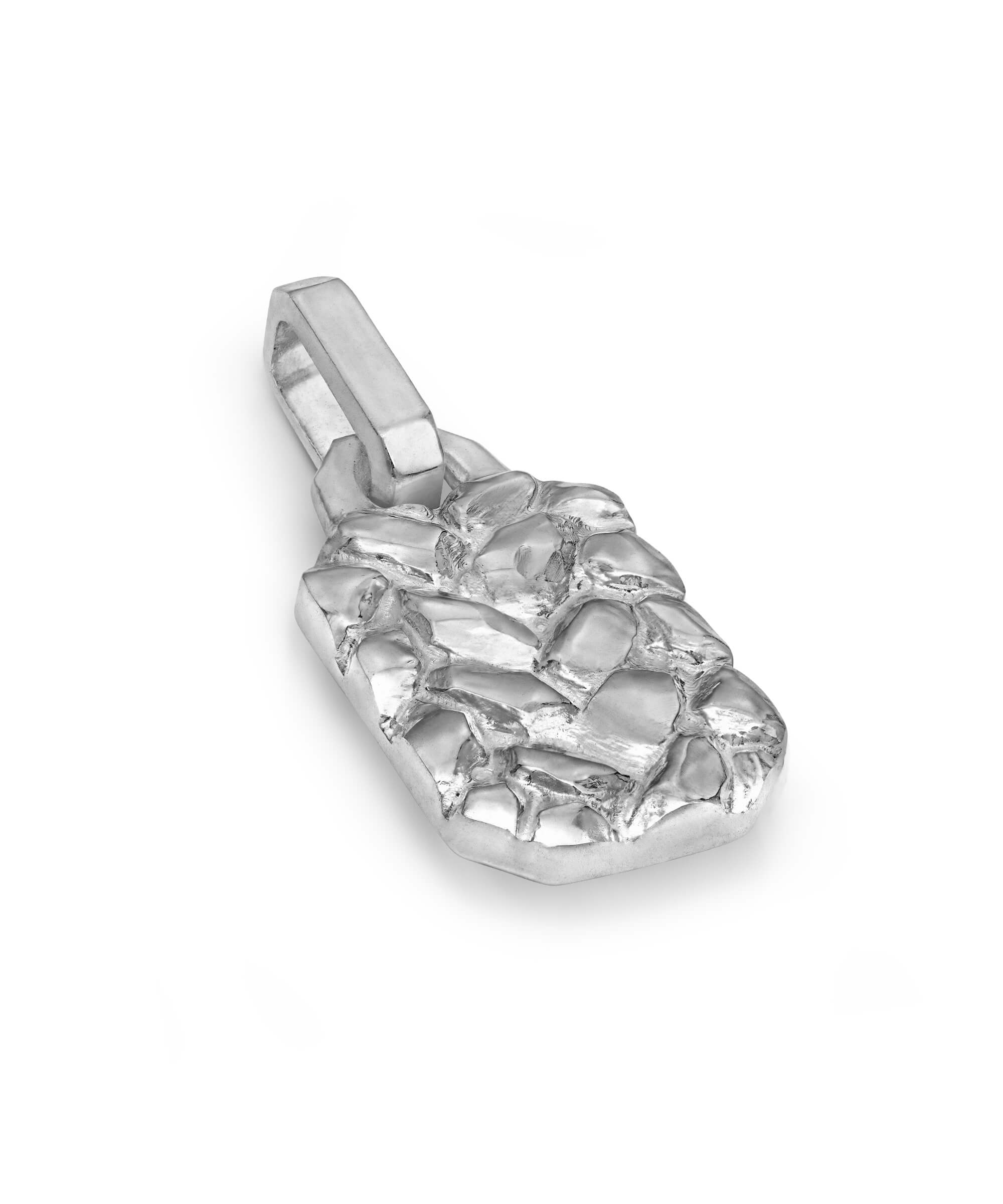AMULETHA symbolic luxury jewelry gifting - Rock Amulet - sterling silver with diamonds - side front