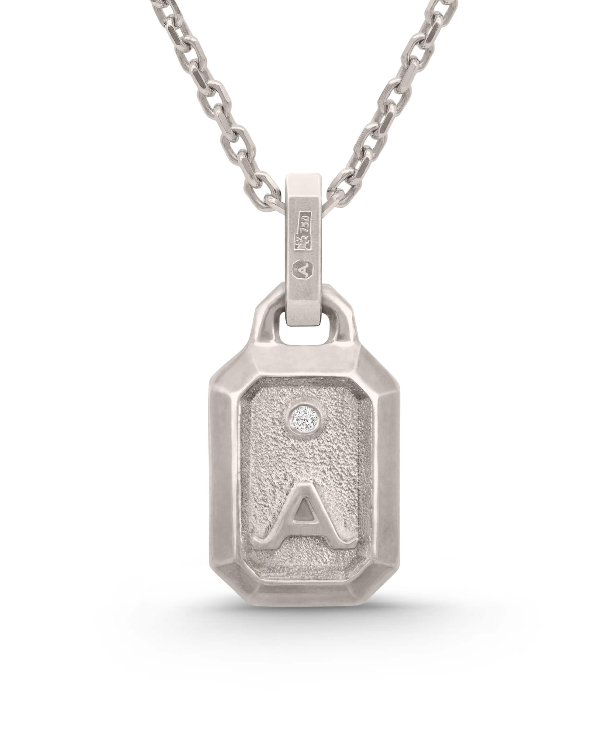 AMULETHA symbolic luxury jewelry gifting - Rock Amulet - white gold with diamonds - back