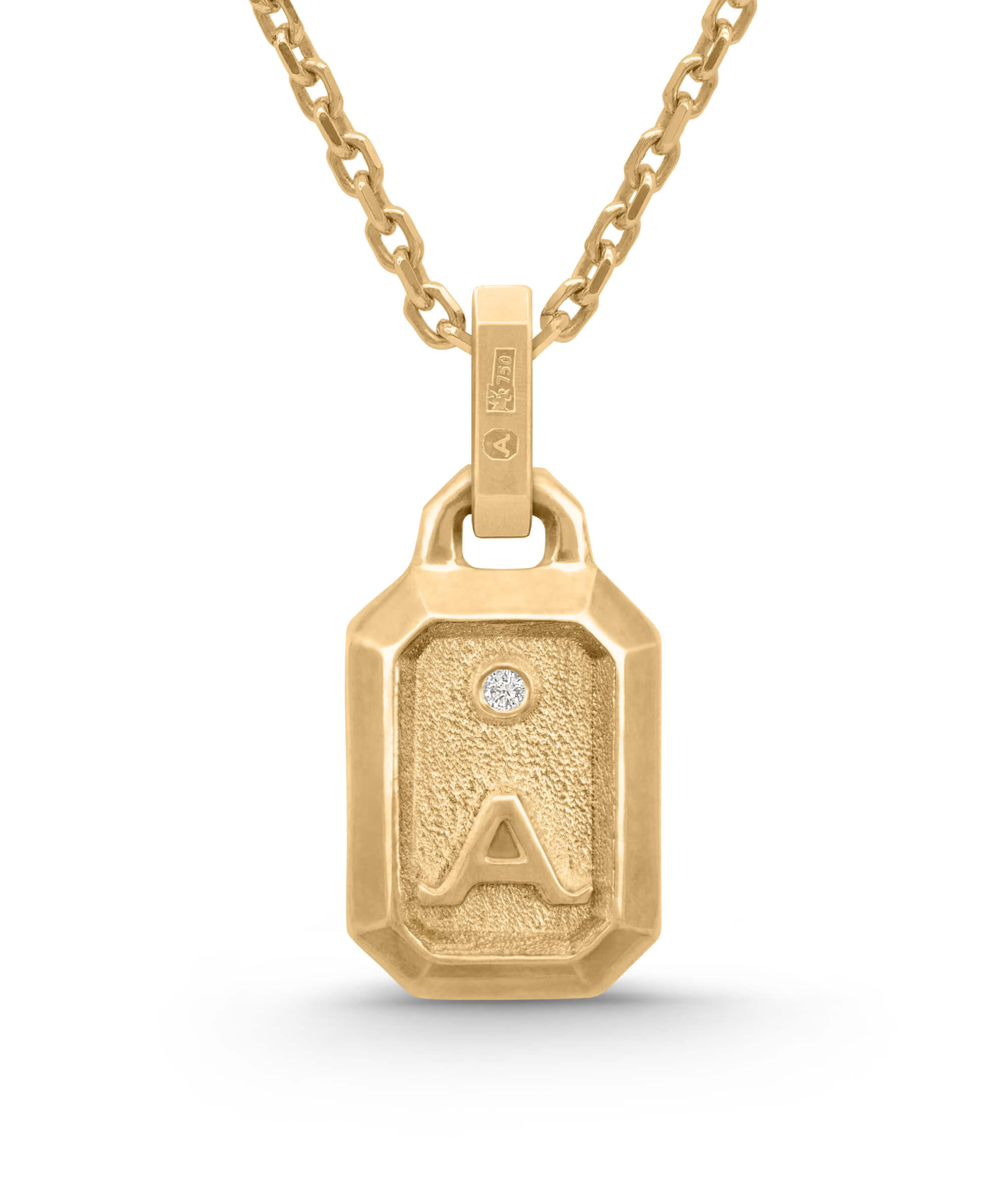 AMULETHA symbolic luxury jewelry gifting - Rock Amulet - yellow gold with diamonds - back