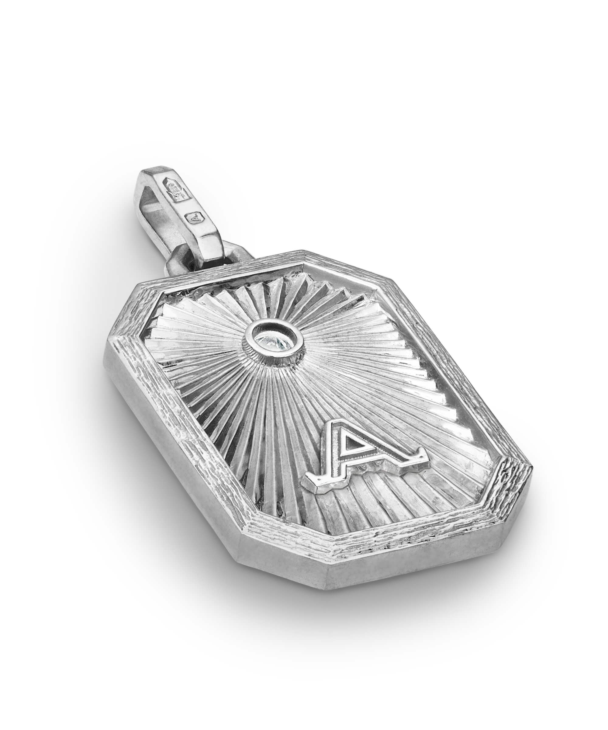 AMULETHA symbolic luxury jewelry gifting - Rose Amulet - sterling silver with diamonds - side back