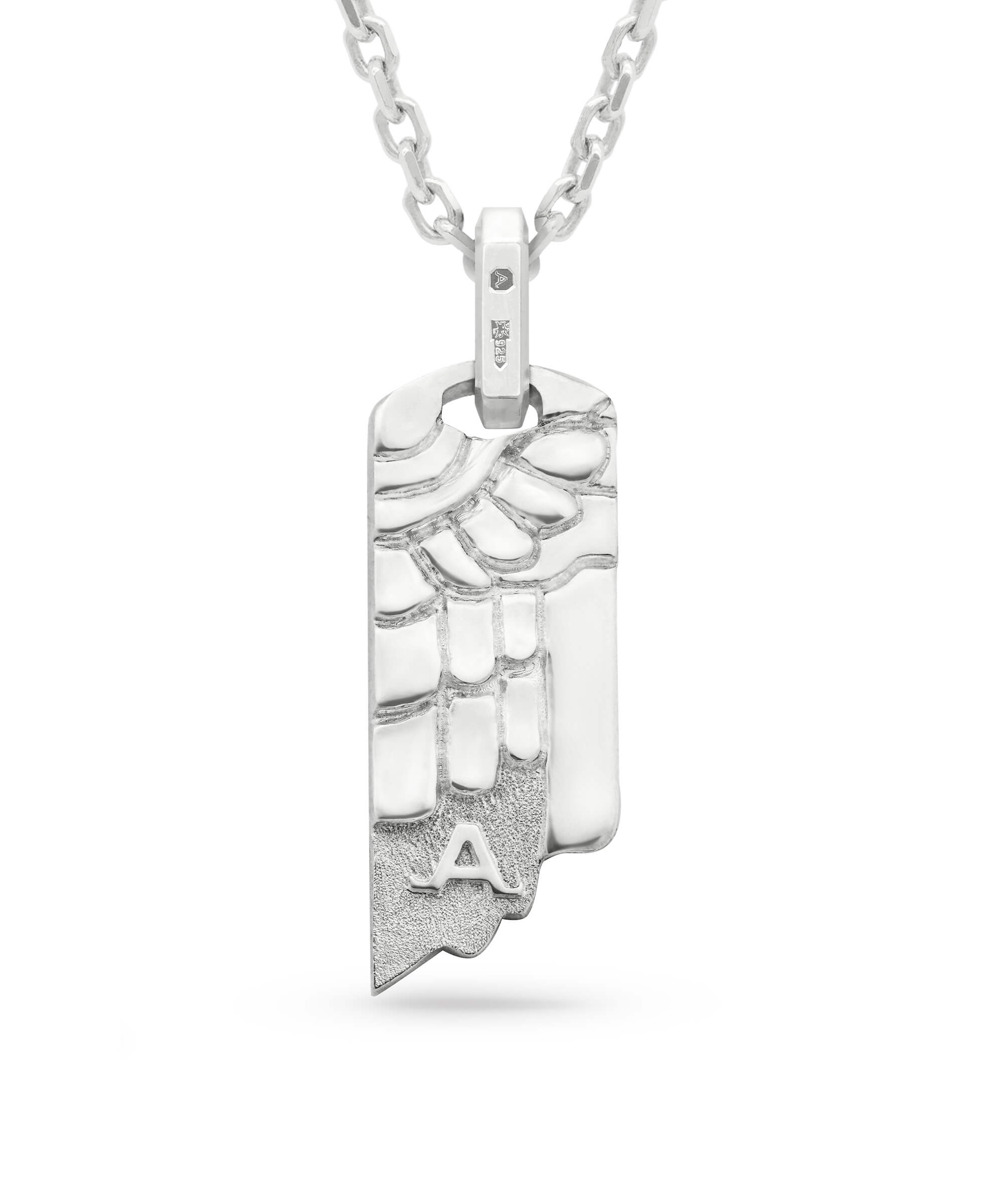AMULETHA symbolic luxury jewelry gifting - Wing Tag Amulet - silver with diamonds - back