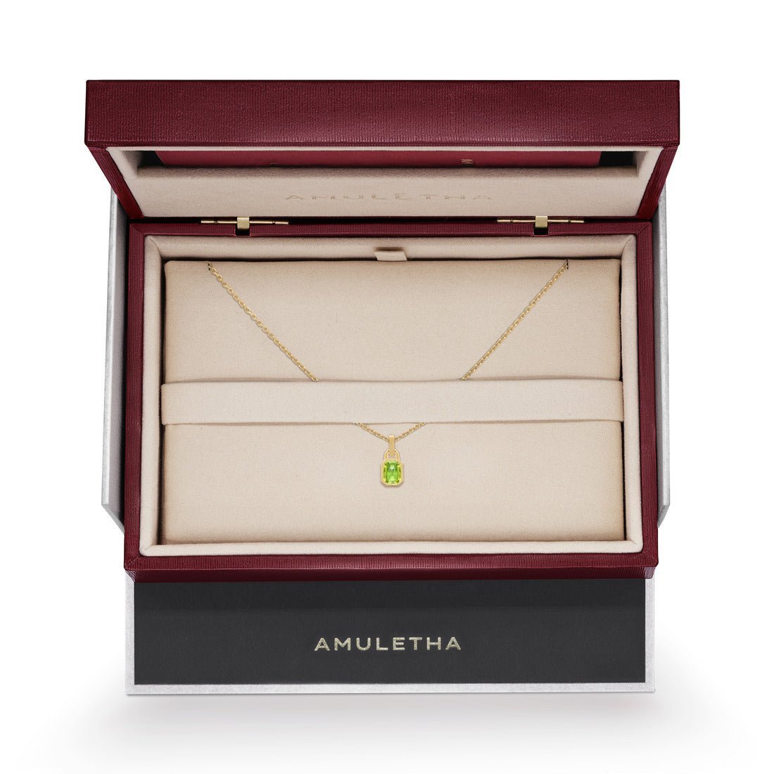 AMULETHA symbolic luxury jewelry gifting - men's birthstone Amulet - yellow gold with diamonds - box
