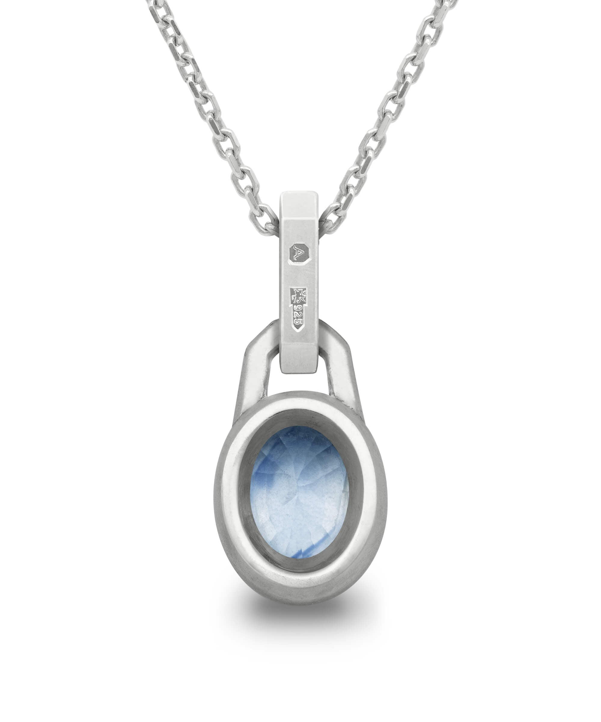 AMULETHA symbolic luxury jewelry gifting - women birthstone Amulet - sterling silver with diamonds - back