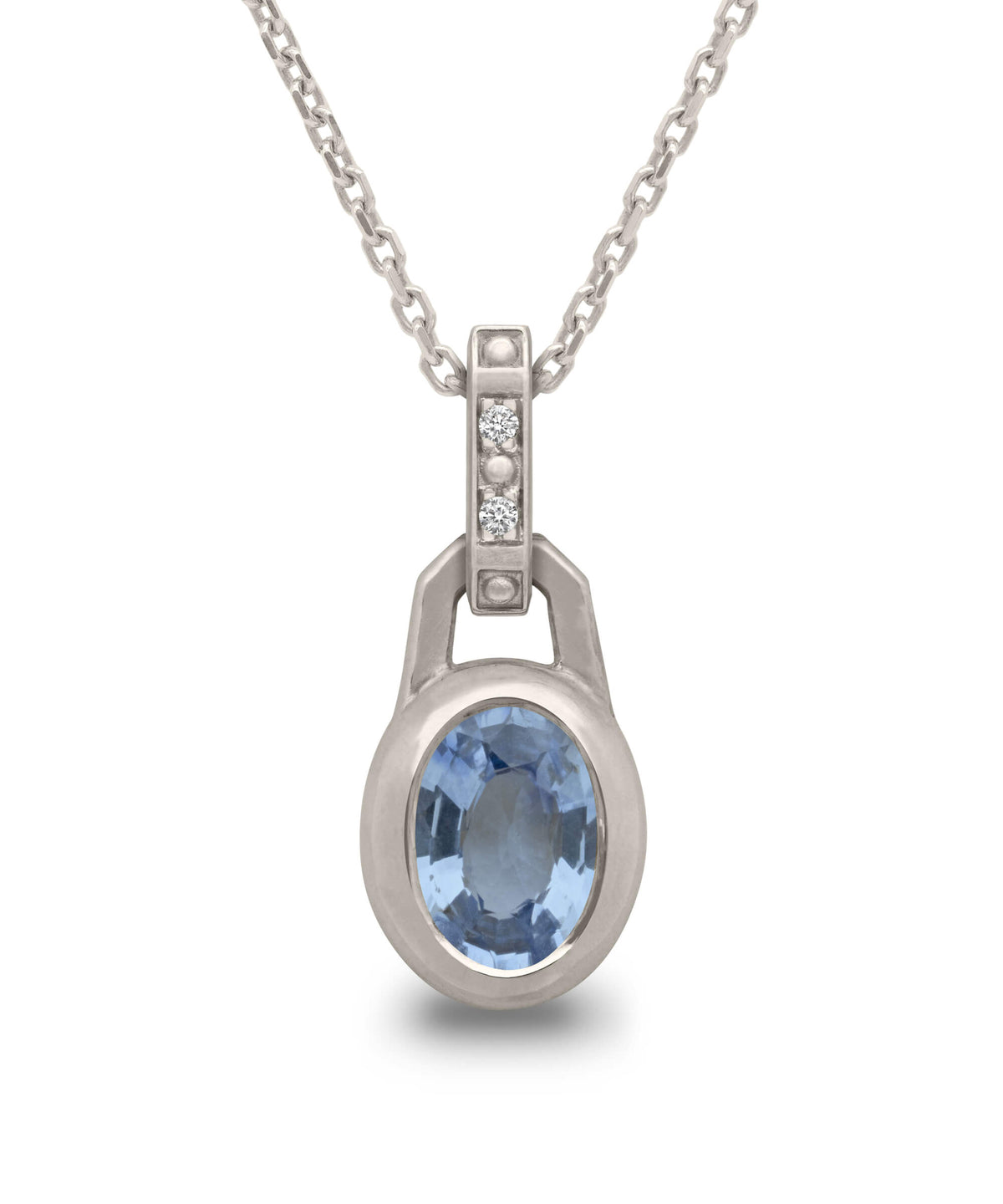 AMULETHA symbolic luxury jewelry gifting - women birthstone Amulet - white gold with diamonds - front