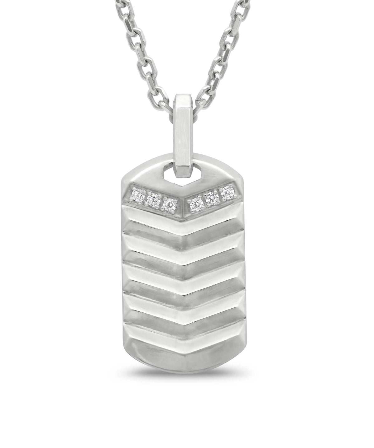 AMULETHA symbolic luxury jewelry gifting - Arrow tag Amulet - sterling silver with diamonds - front