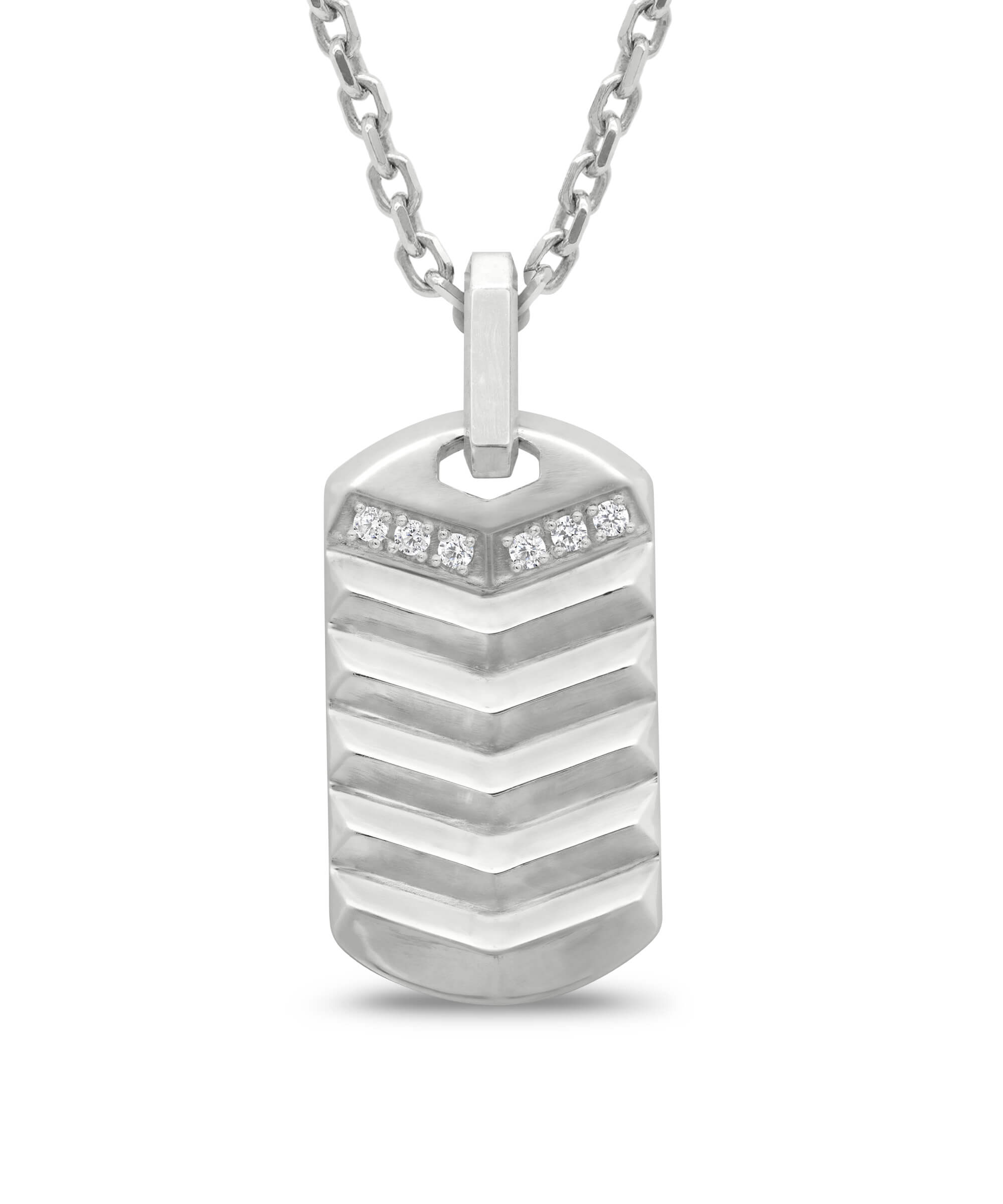 AMULETHA symbolic luxury jewelry gifting - Arrow tag Amulet - sterling silver with diamonds - front