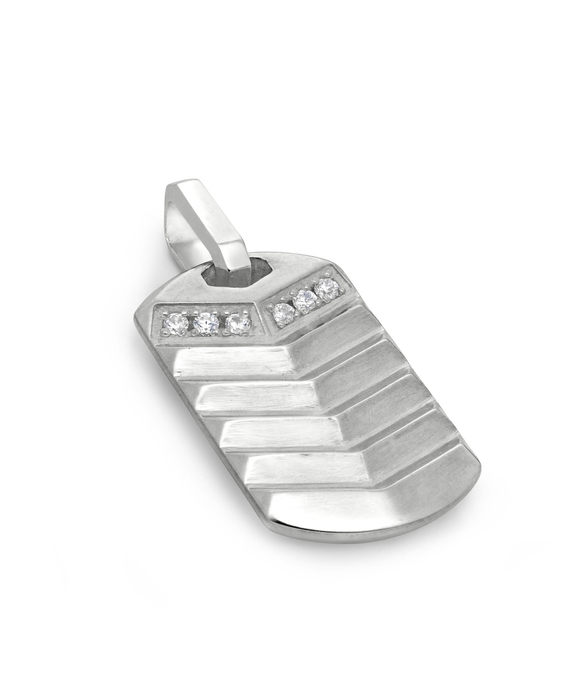 AMULETHA symbolic luxury jewelry gifting - Arrow tag Amulet - sterling silver with diamonds - side