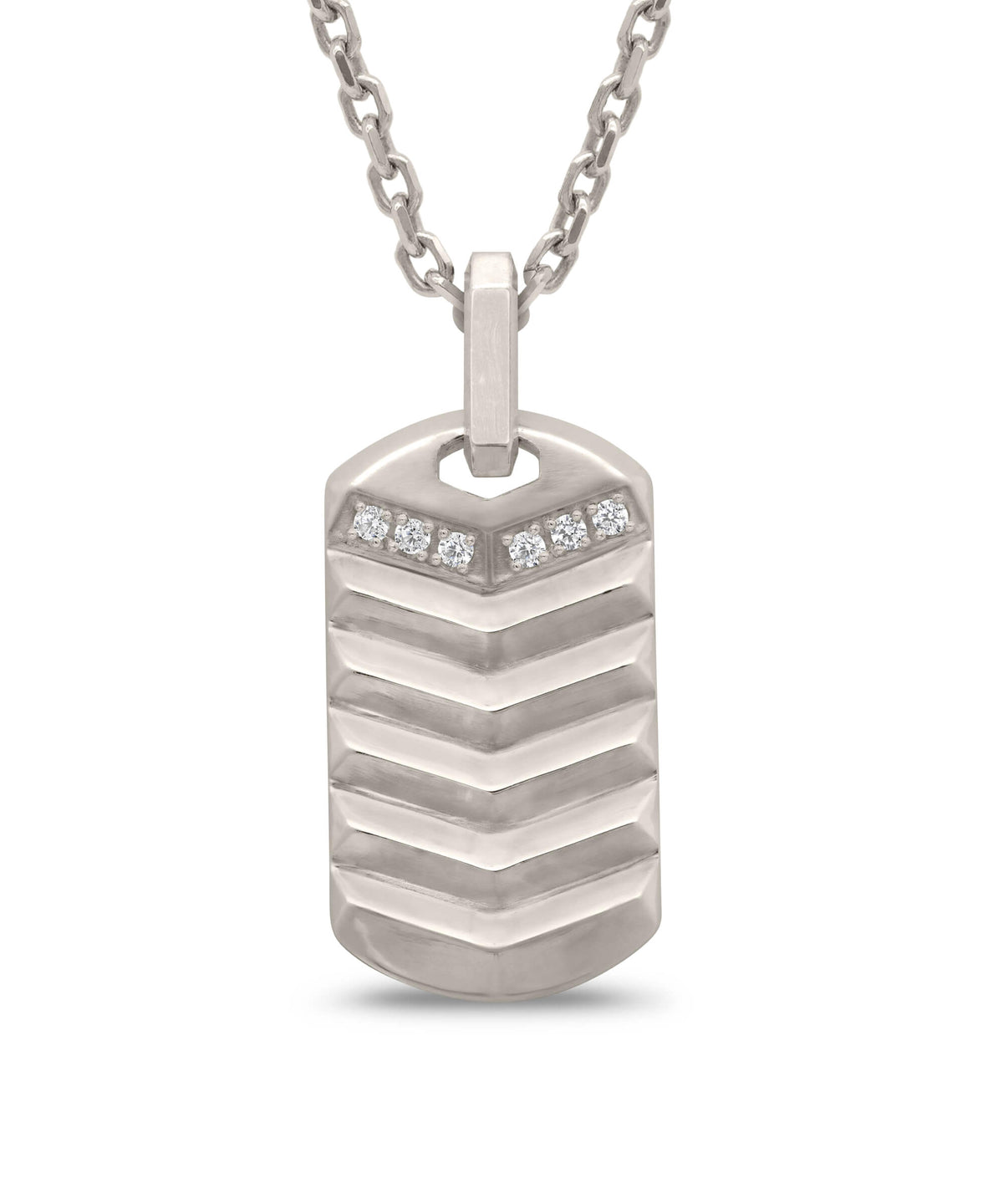 AMULETHA symbolic luxury jewelry gifting - Arrow tag Amulet - white gold with diamonds - front