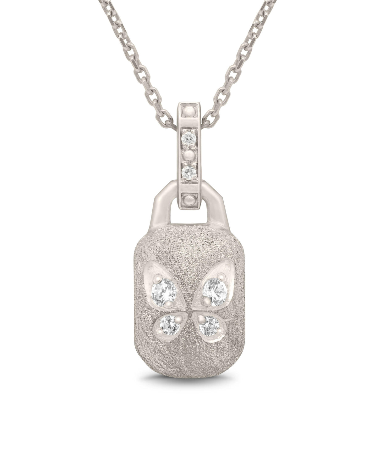 AMULETHA symbolic luxury jewelry gifting - Butterfly Amulet - white gold  with diamonds - front
