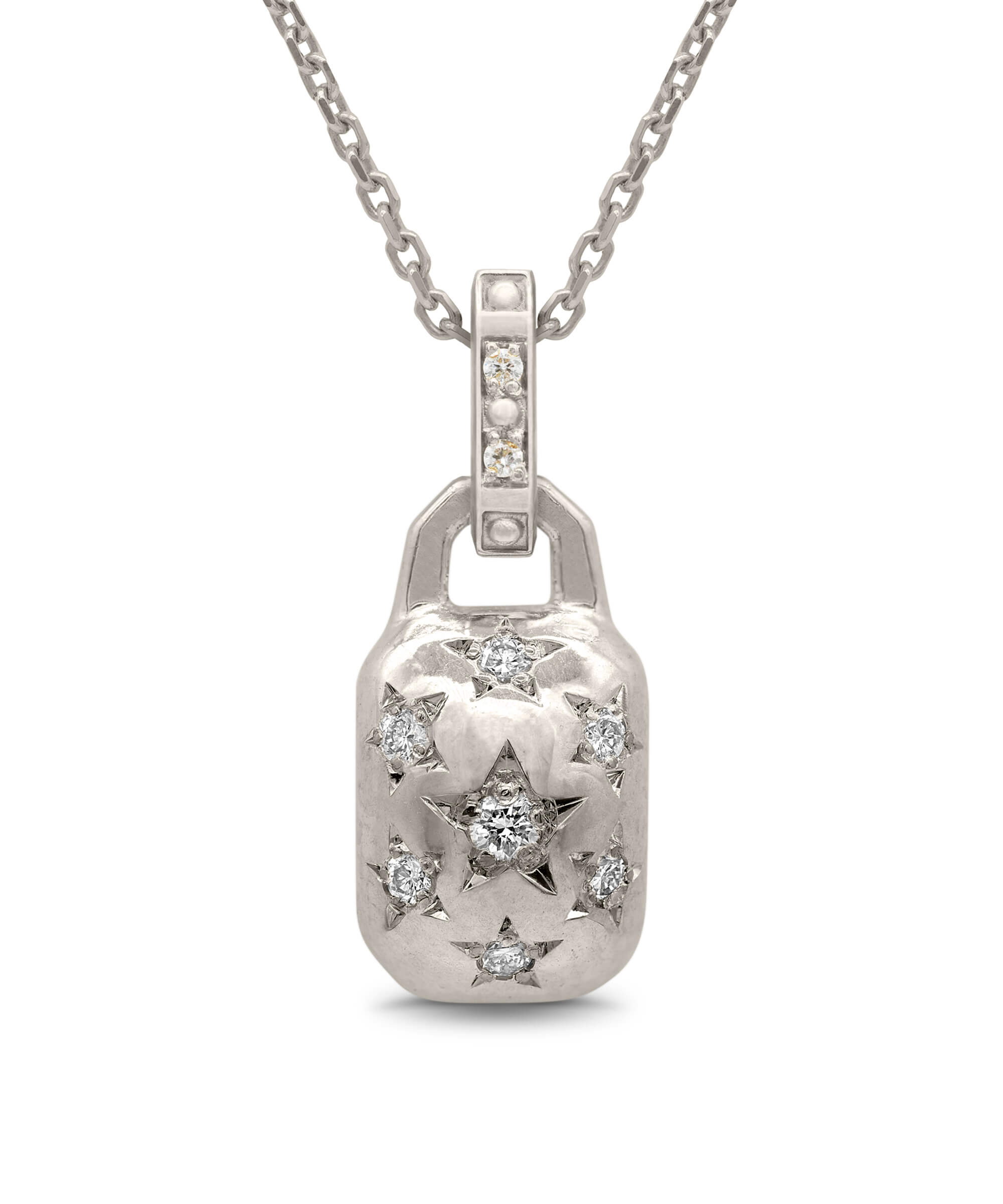 AMULETHA symbolic luxury jewelry gifting - Constellation Amulet - white gold with diamonds - front