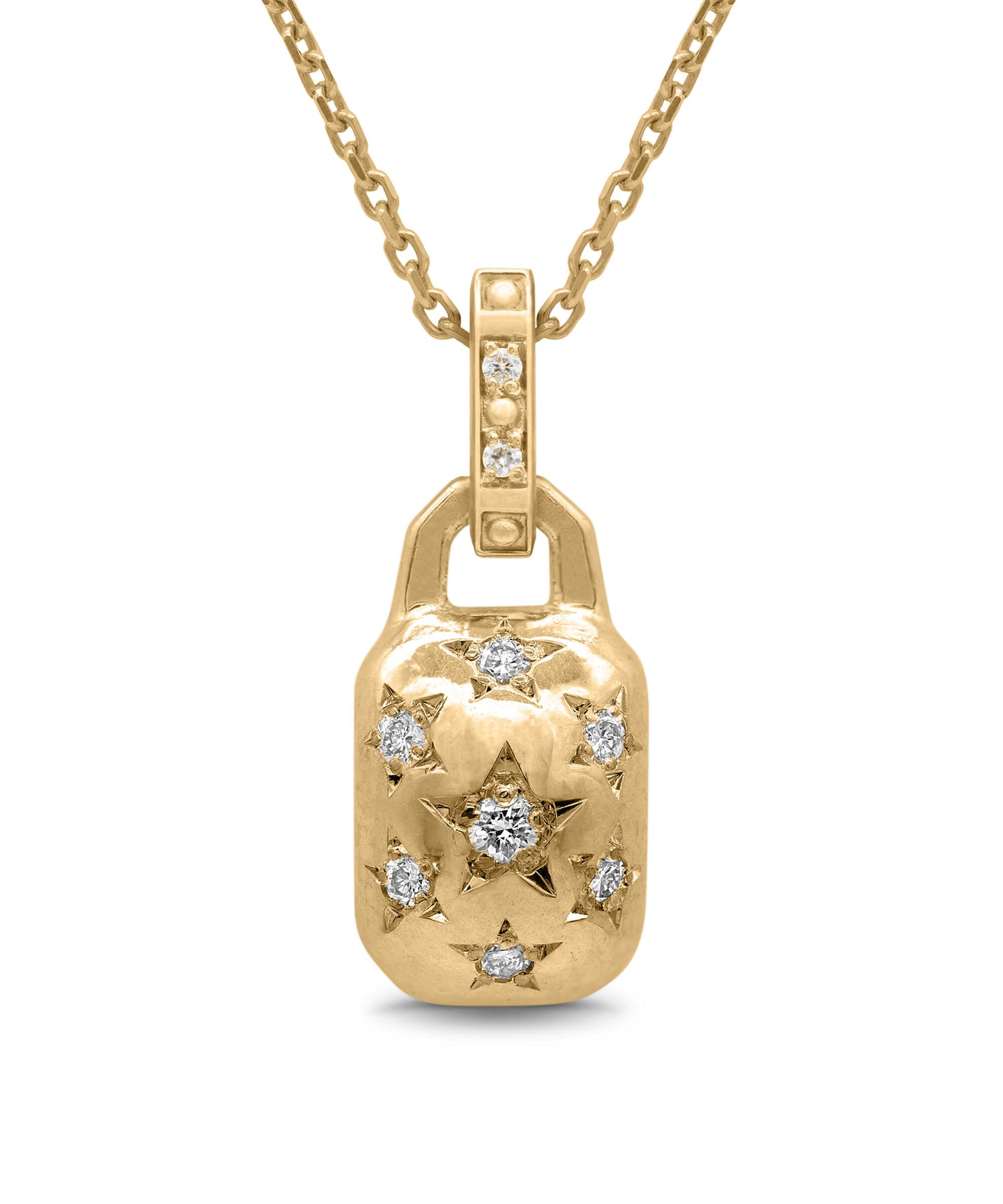 AMULETHA symbolic luxury jewelry gifting - Constellation Amulet - yellow gold with diamonds - front