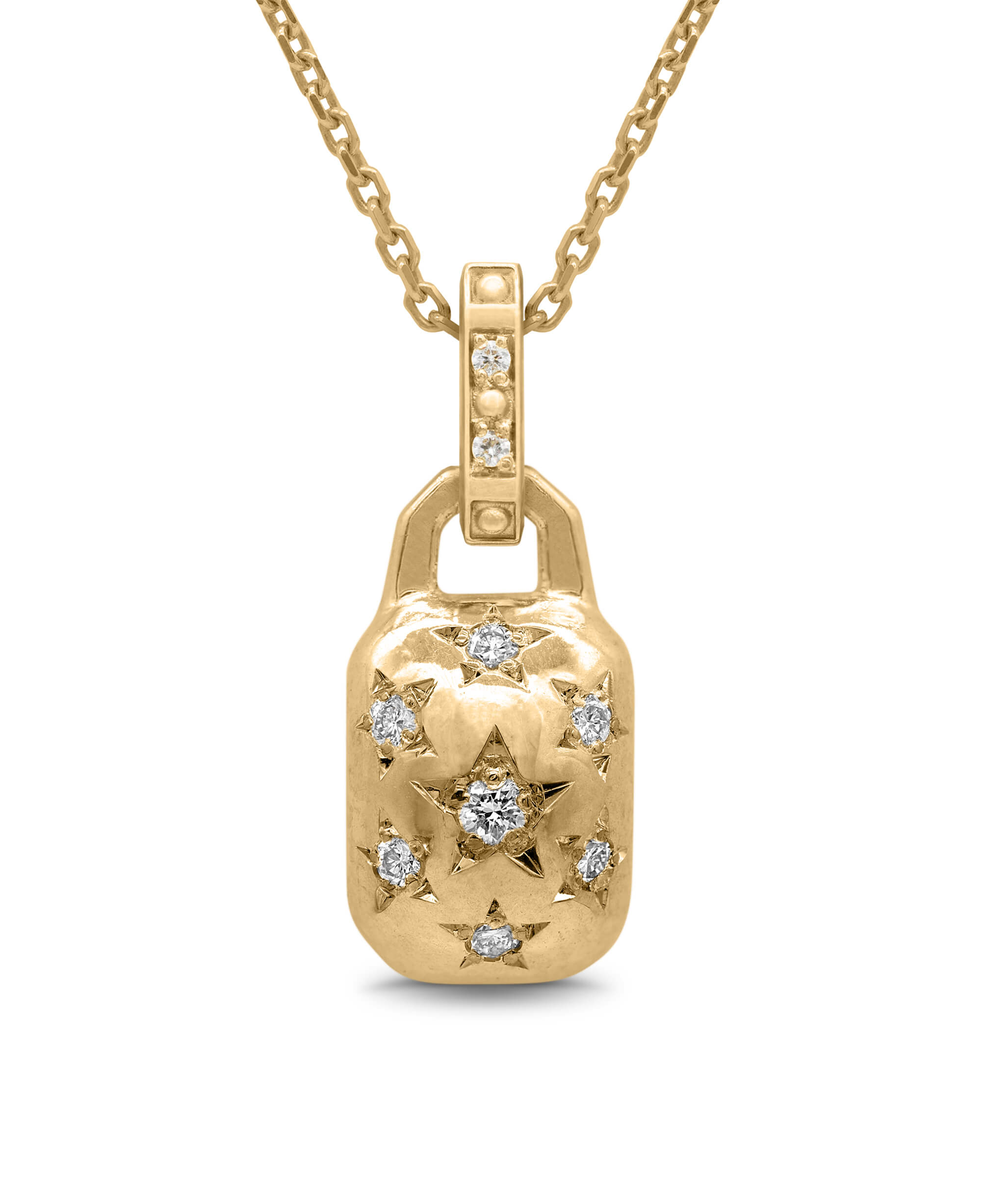 AMULETHA symbolic luxury jewelry gifting - Constellation Amulet - yellow gold with diamonds - front
