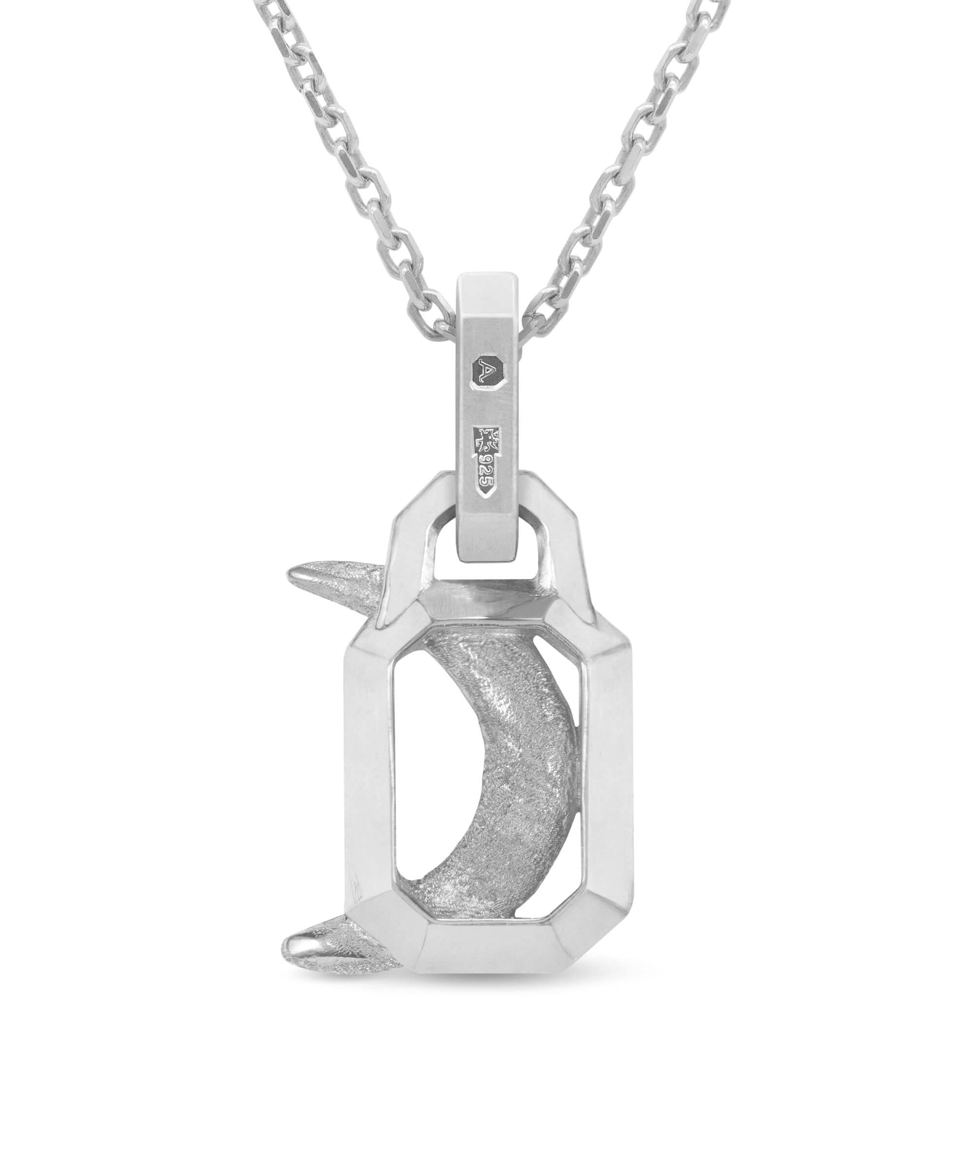 
AMULETHA symbolic luxury jewelry gifting - Crescent  Amulet - sterling silver with diamonds - back
