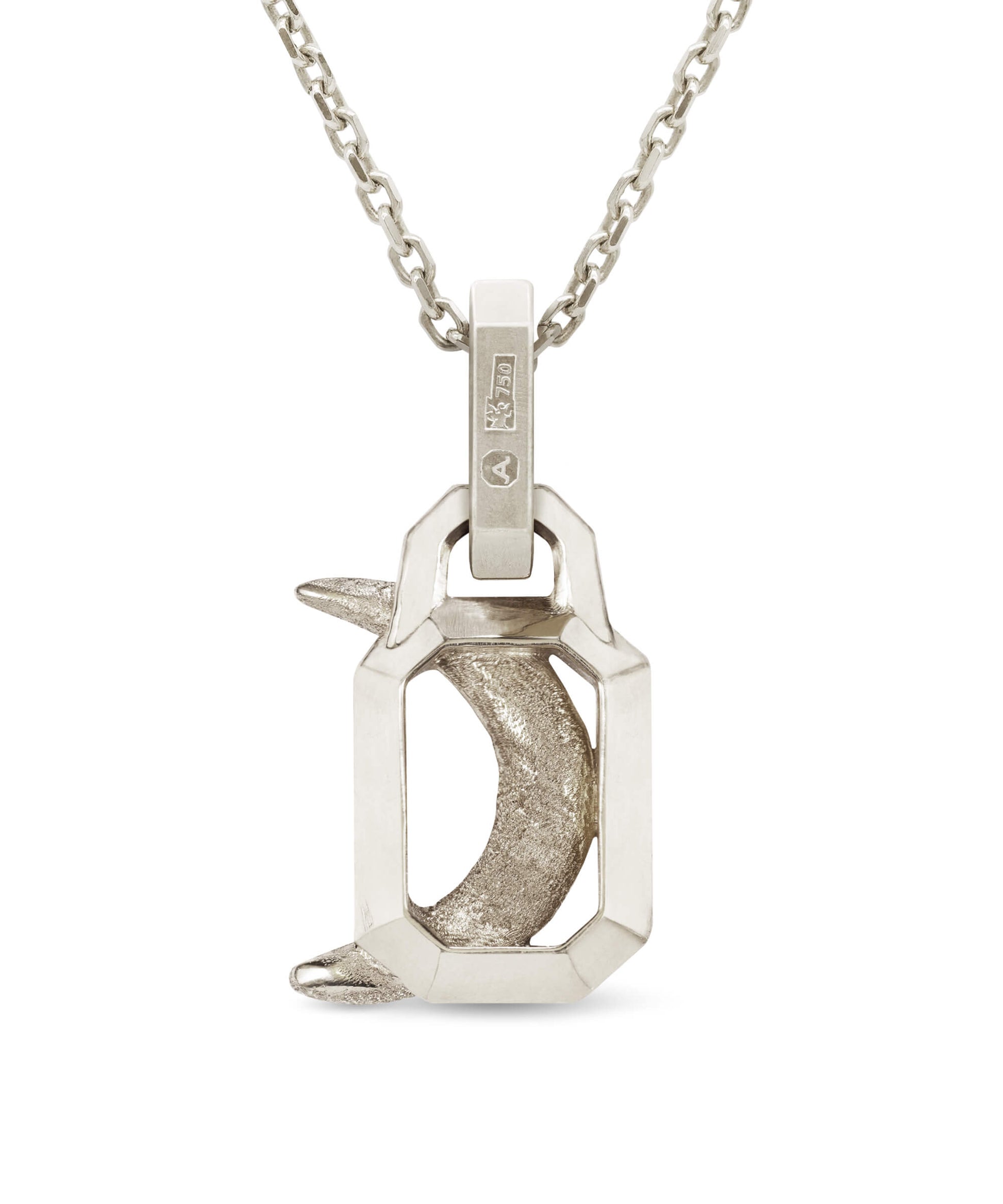 AMULETHA symbolic luxury jewelry gifting - Crescent Amulet - white gold with diamonds - back