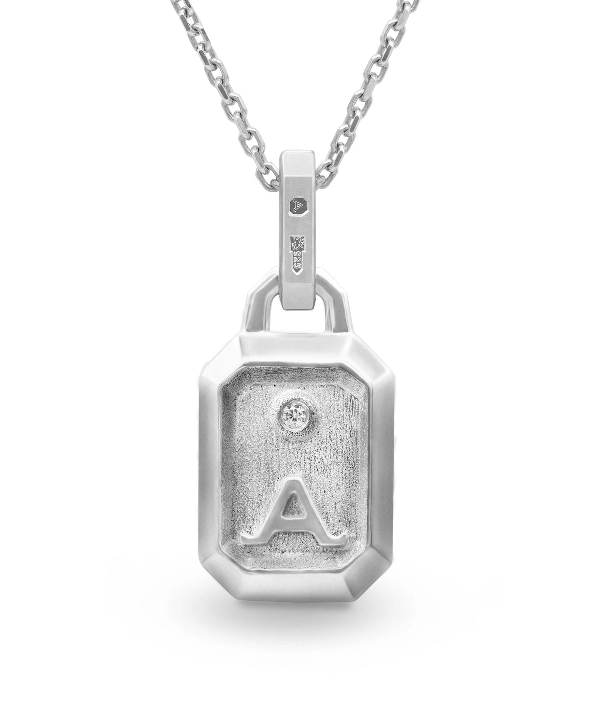 AMULETHA symbolic luxury jewelry gifting - Honeycomb Amulet - sterling silver with diamonds - back