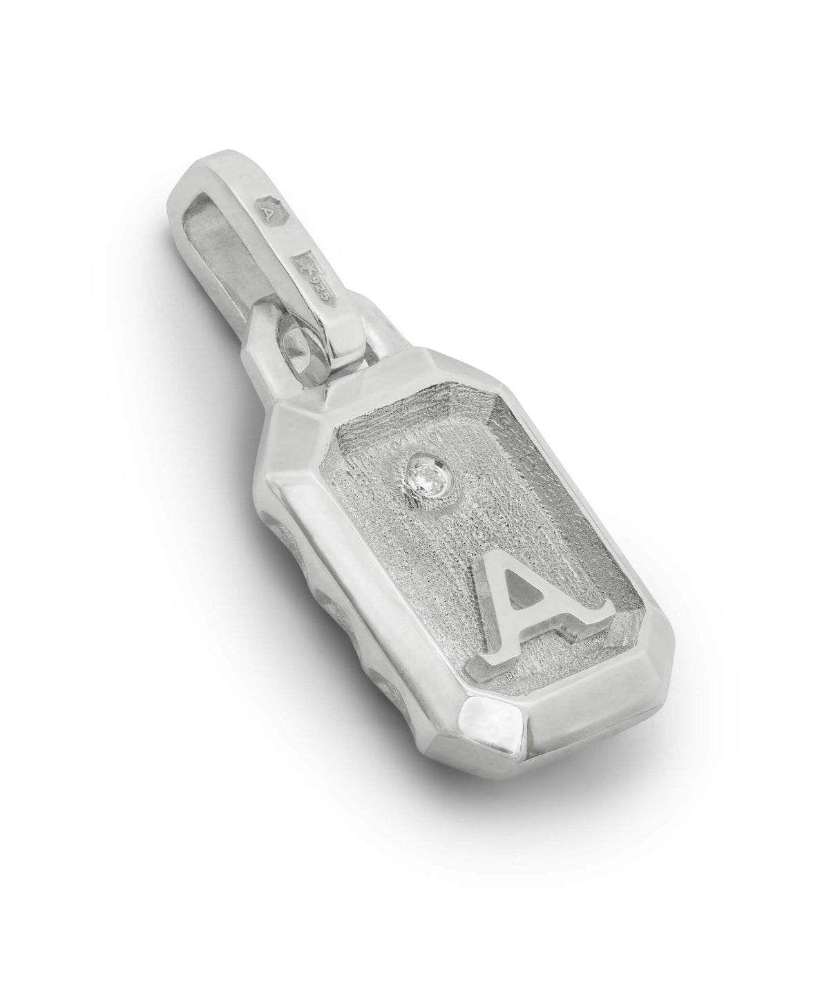 AMULETHA symbolic luxury jewelry gifting - Honeycomb Amulet - sterling silver with diamonds - side back