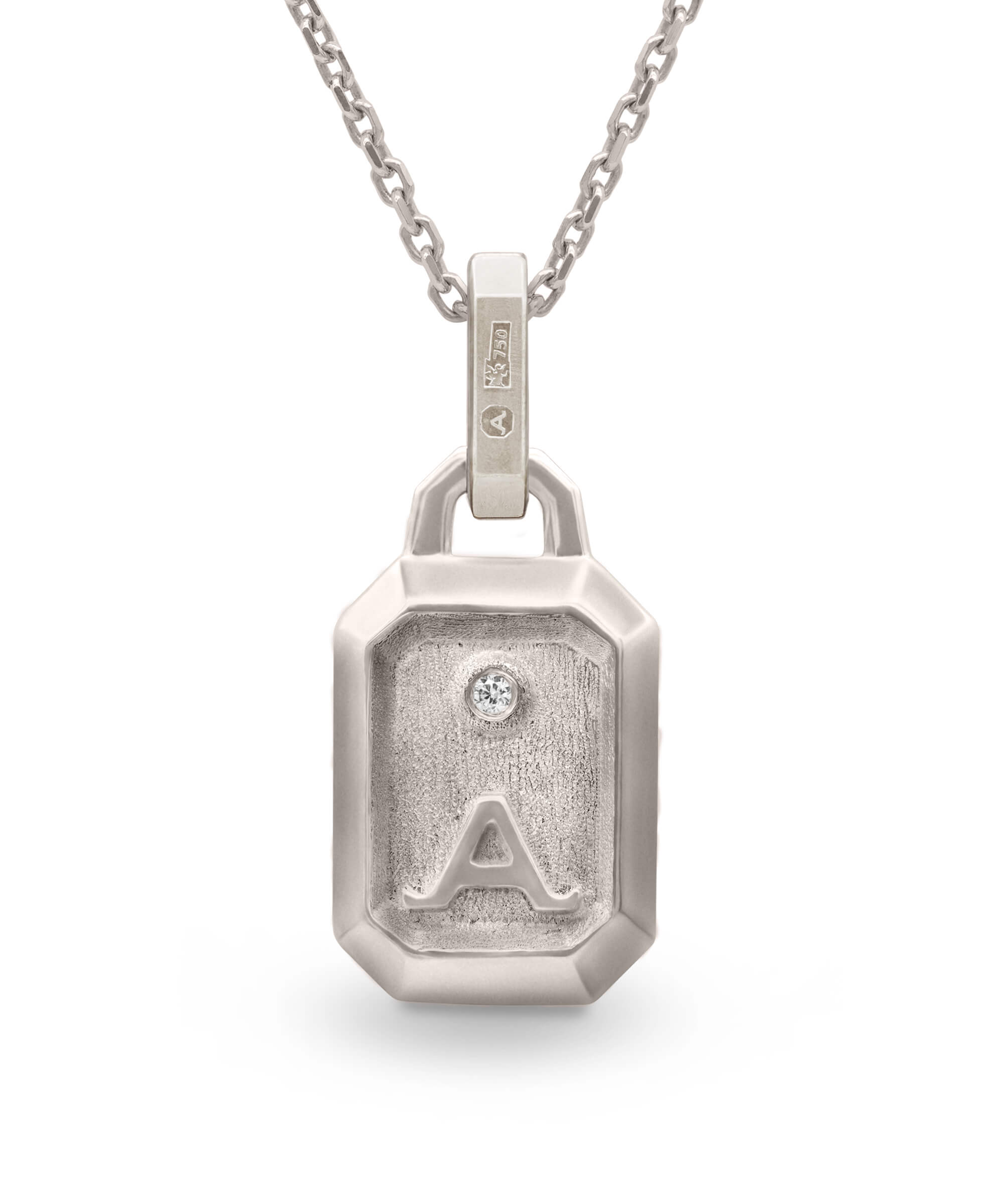 AMULETHA symbolic luxury jewelry gifting - Honeycomb Amulet - white gold with diamonds - back
