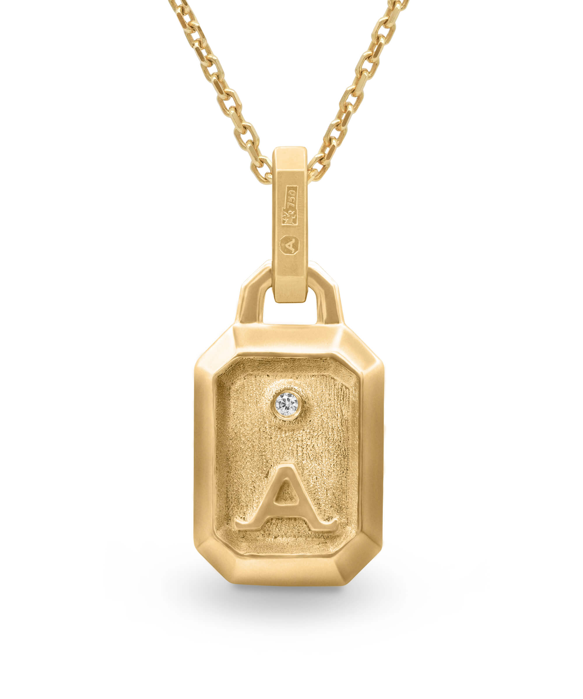 AMULETHA symbolic luxury jewelry gifting - Honeycomb Amulet - yellow gold with diamonds - back