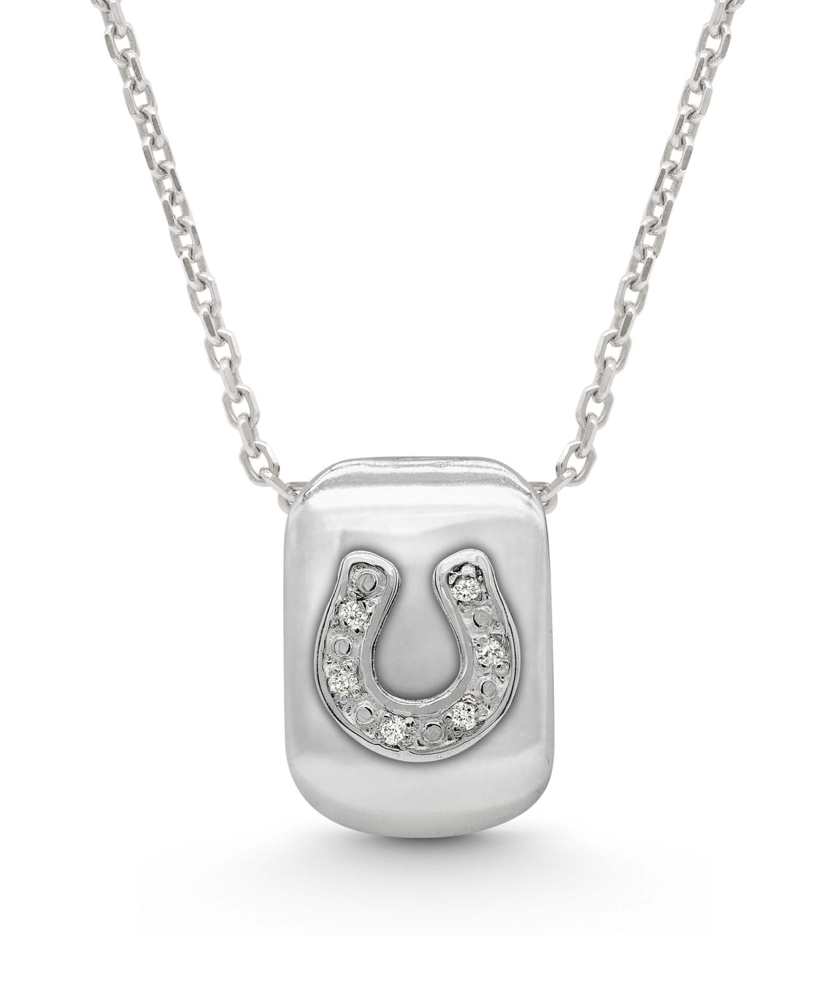 AMULETHA symbolic luxury jewelry gifting - Horseshoe Amulet - sterling silver with diamonds - front