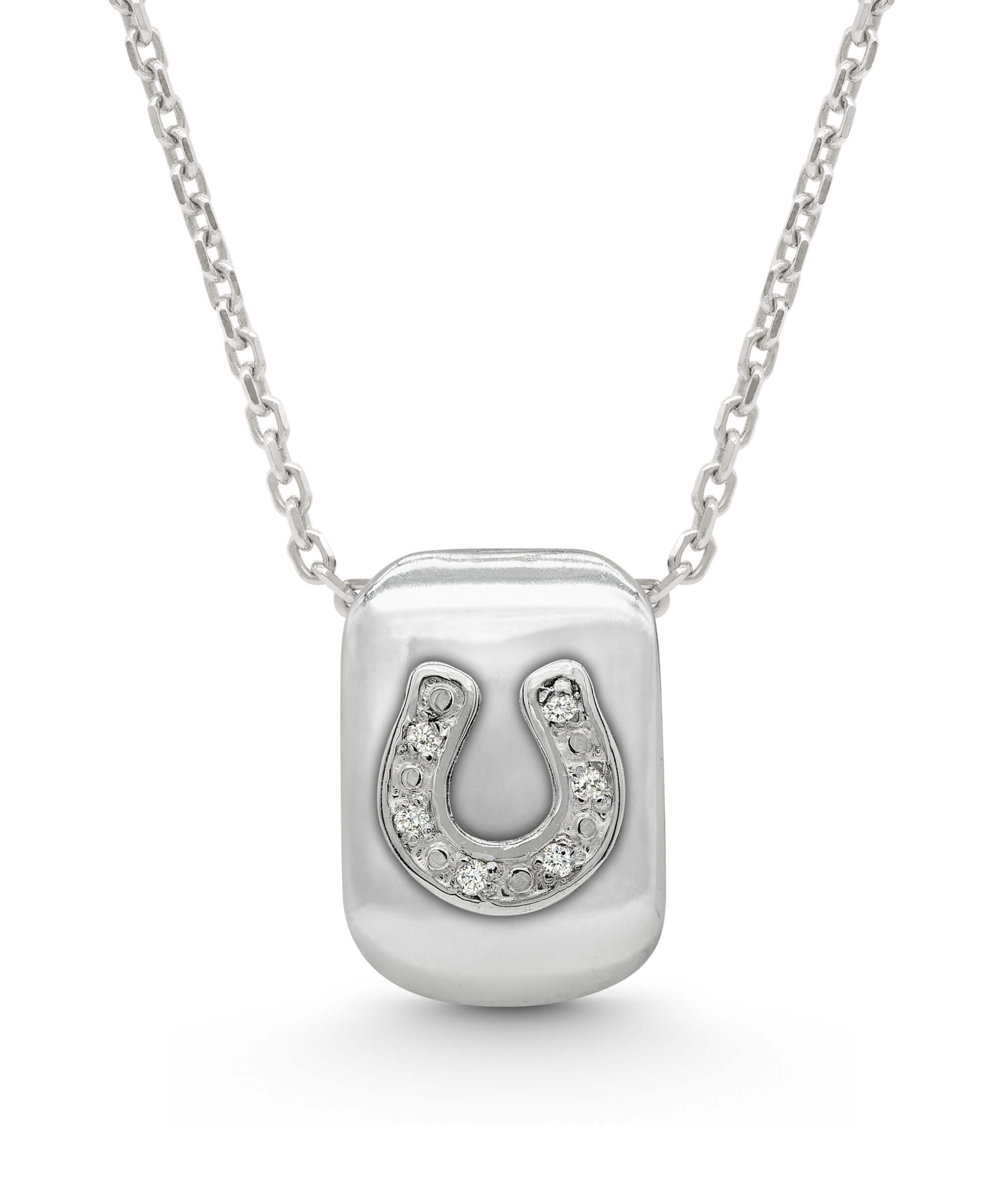 AMULETHA symbolic luxury jewelry gifting - Horseshoe Amulet - sterling silver with diamonds - front