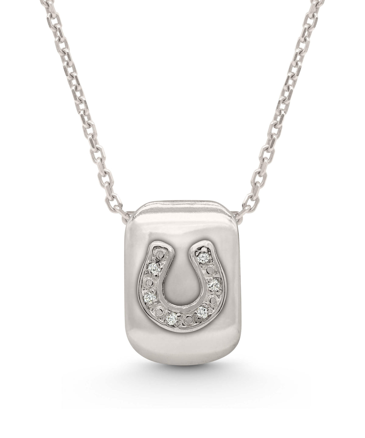 AMULETHA symbolic luxury jewelry gifting - Horseshoe Amulet - white gold with diamonds - front