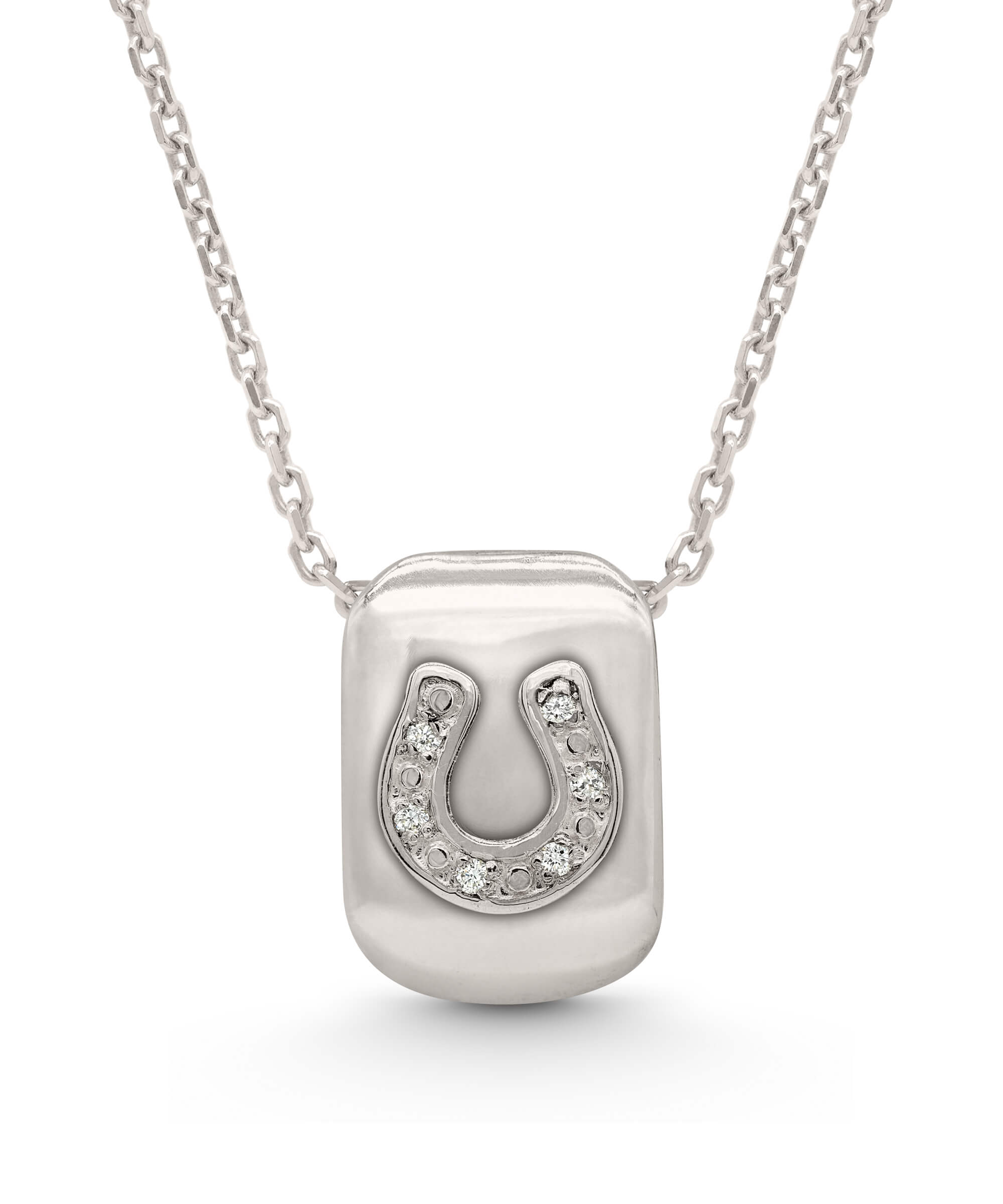 AMULETHA symbolic luxury jewelry gifting - Horseshoe Amulet - white gold with diamonds - front
