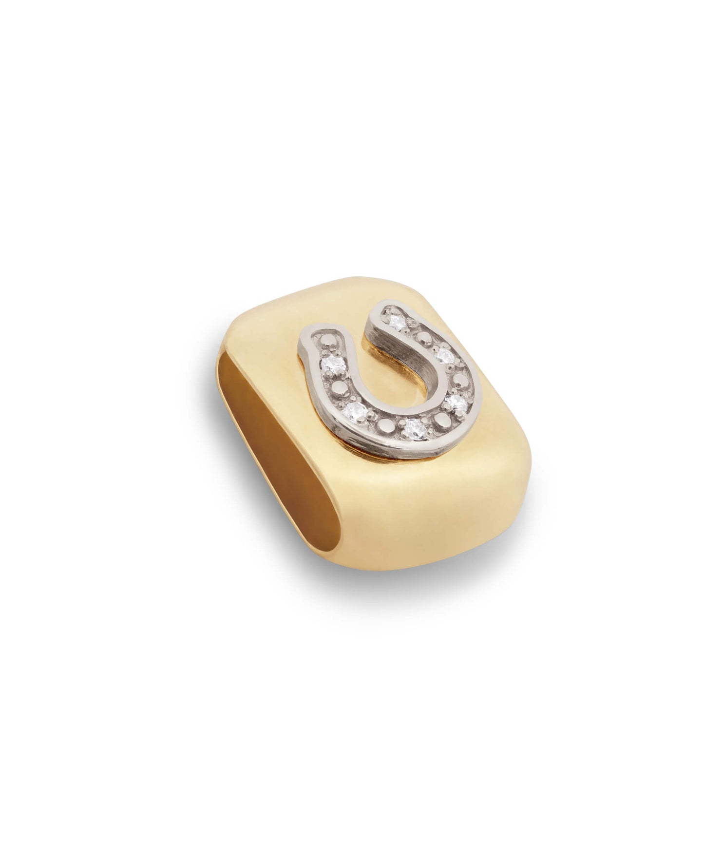 AMULETHA symbolic luxury jewelry gifting - Horseshoe Amulet - yellow gold with diamonds - side front