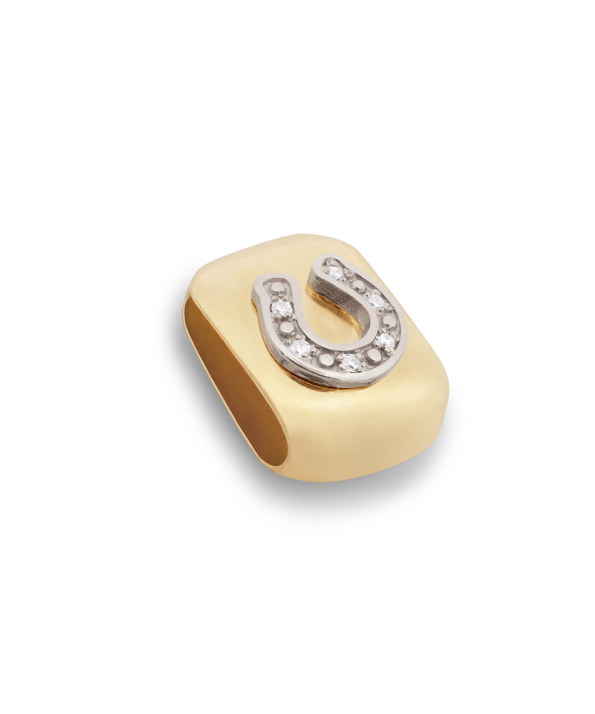 AMULETHA symbolic luxury jewelry gifting - Horseshoe Amulet - yellow gold with diamonds - side front
