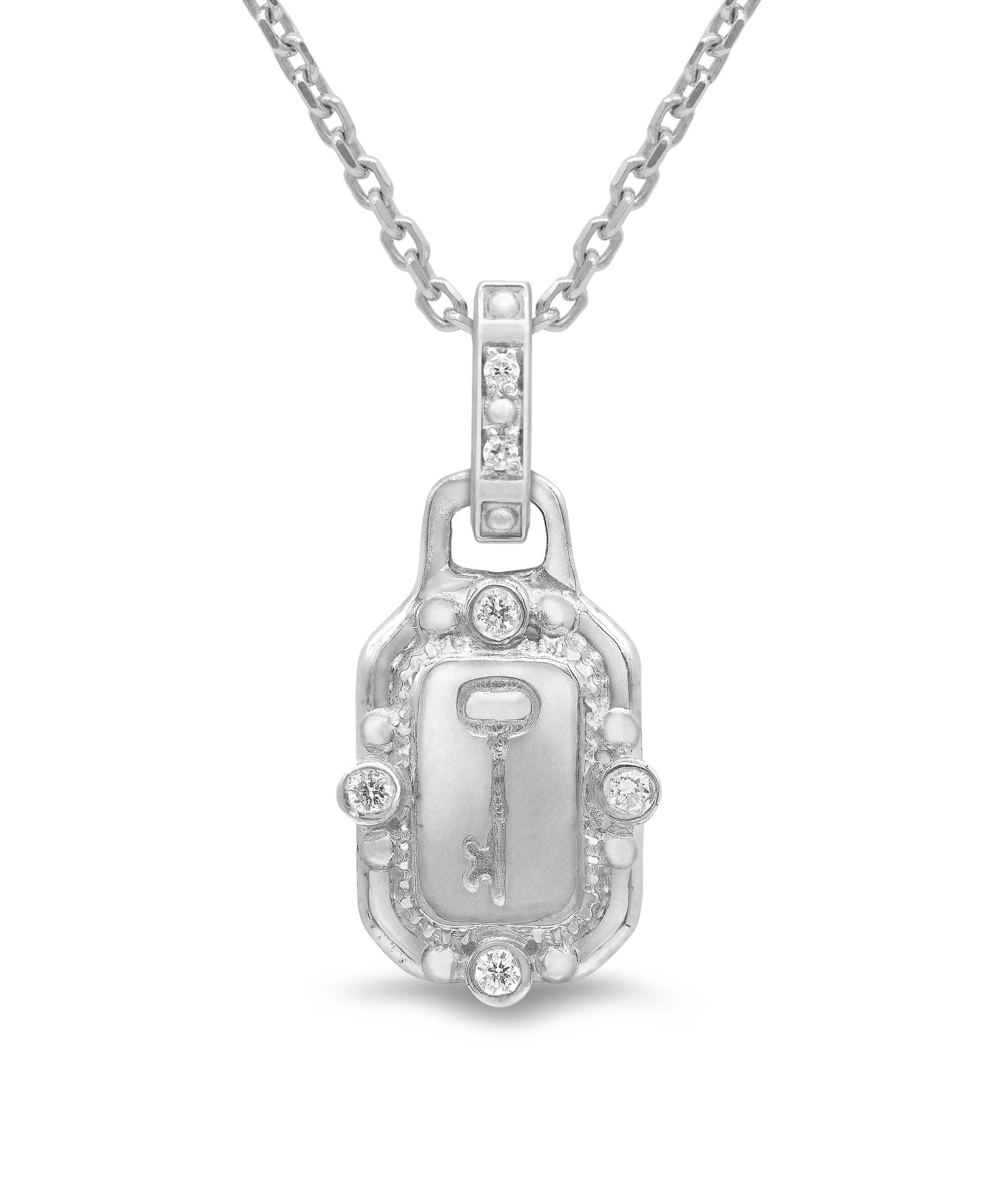 AMULETHA symbolic luxury jewelry gifting - Key Amulet - sterling silver with diamonds - front