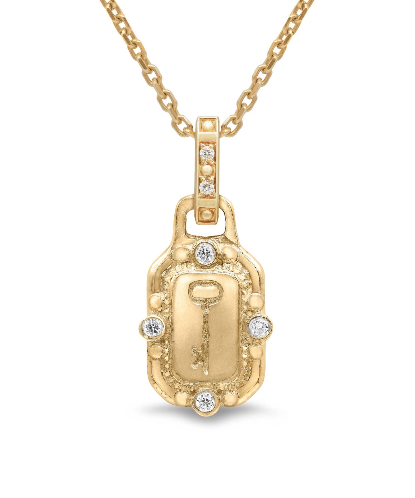 AMULETHA symbolic luxury jewelry gifting - Key Amulet - yellow gold with diamonds - front