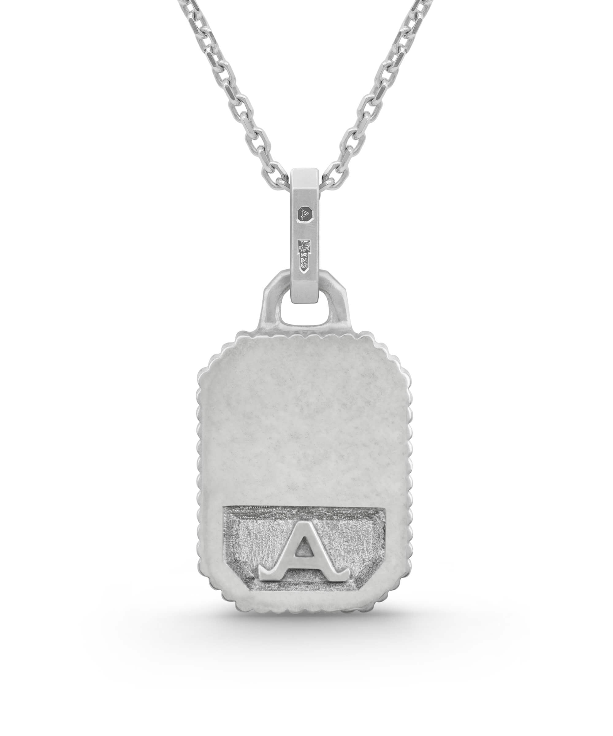 AMULETHA symbolic luxury jewelry gifting - Qu'Hier Que Demain Amulet - sterling silver with diamonds - back
