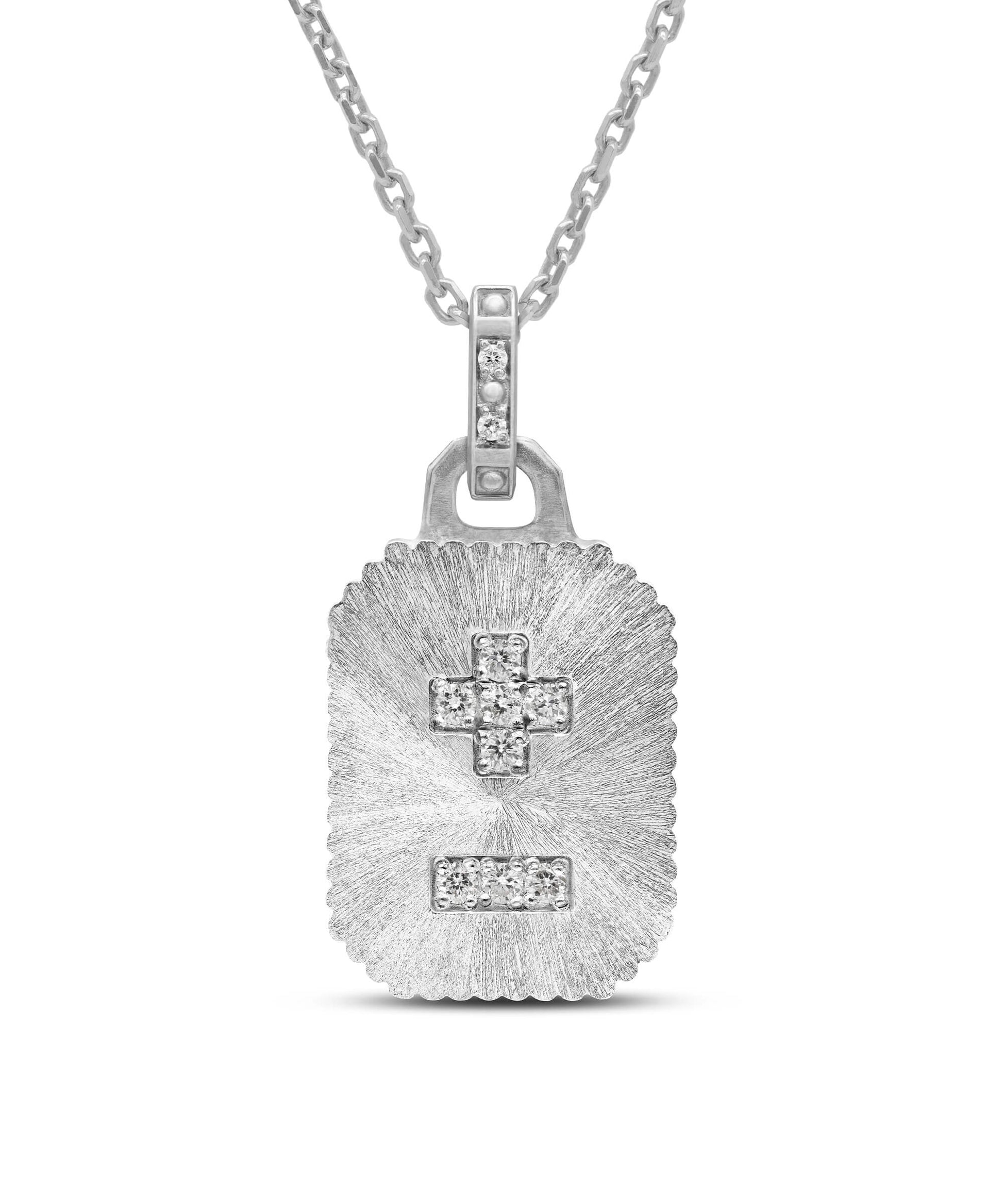 AMULETHA symbolic luxury jewelry gifting - Qu'Hier Que Demain Amulet - sterling silver with diamonds - front