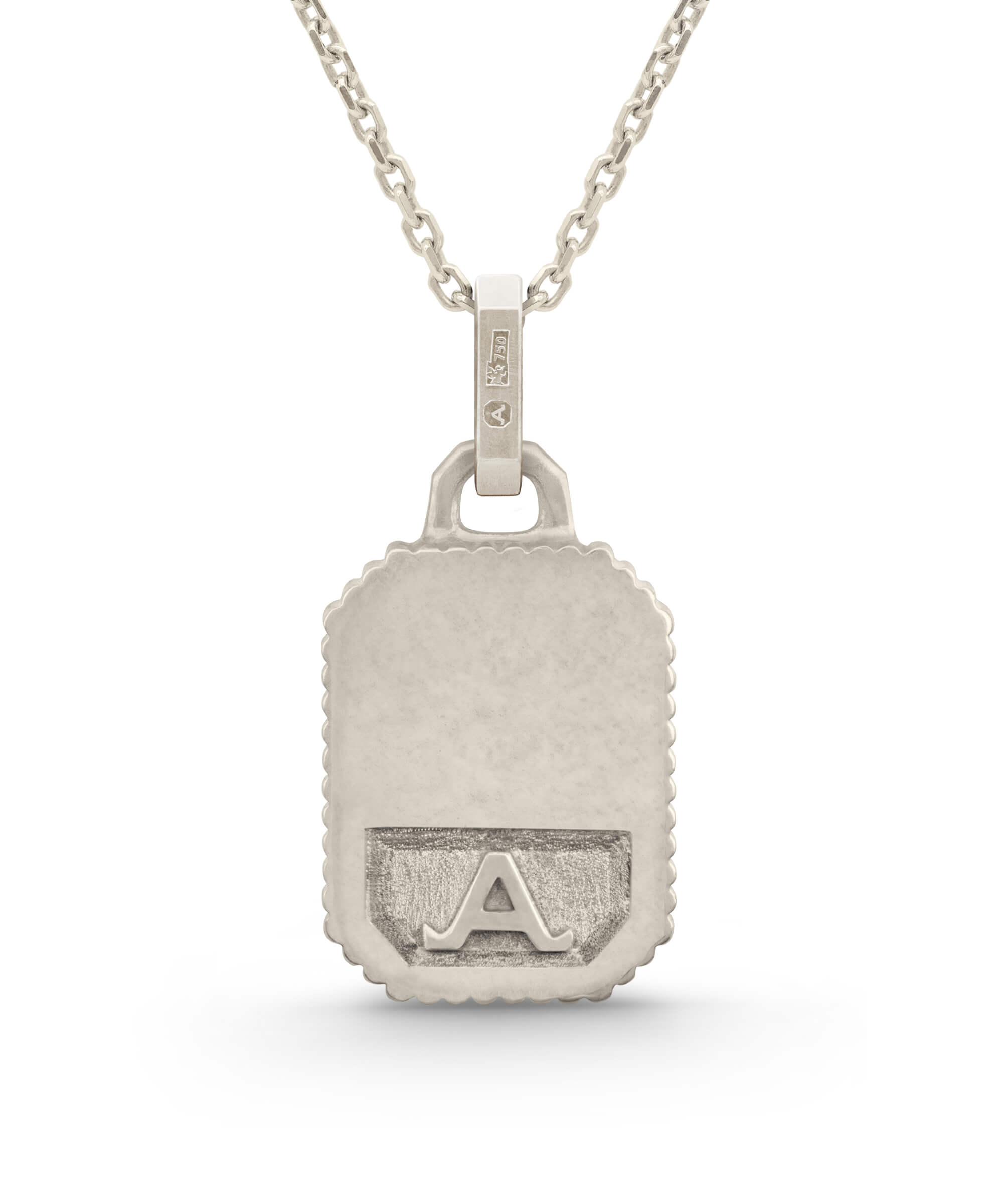 AMULETHA symbolic luxury jewelry gifting - Qu'Hier Que Demain Amulet - white gold with diamonds - back