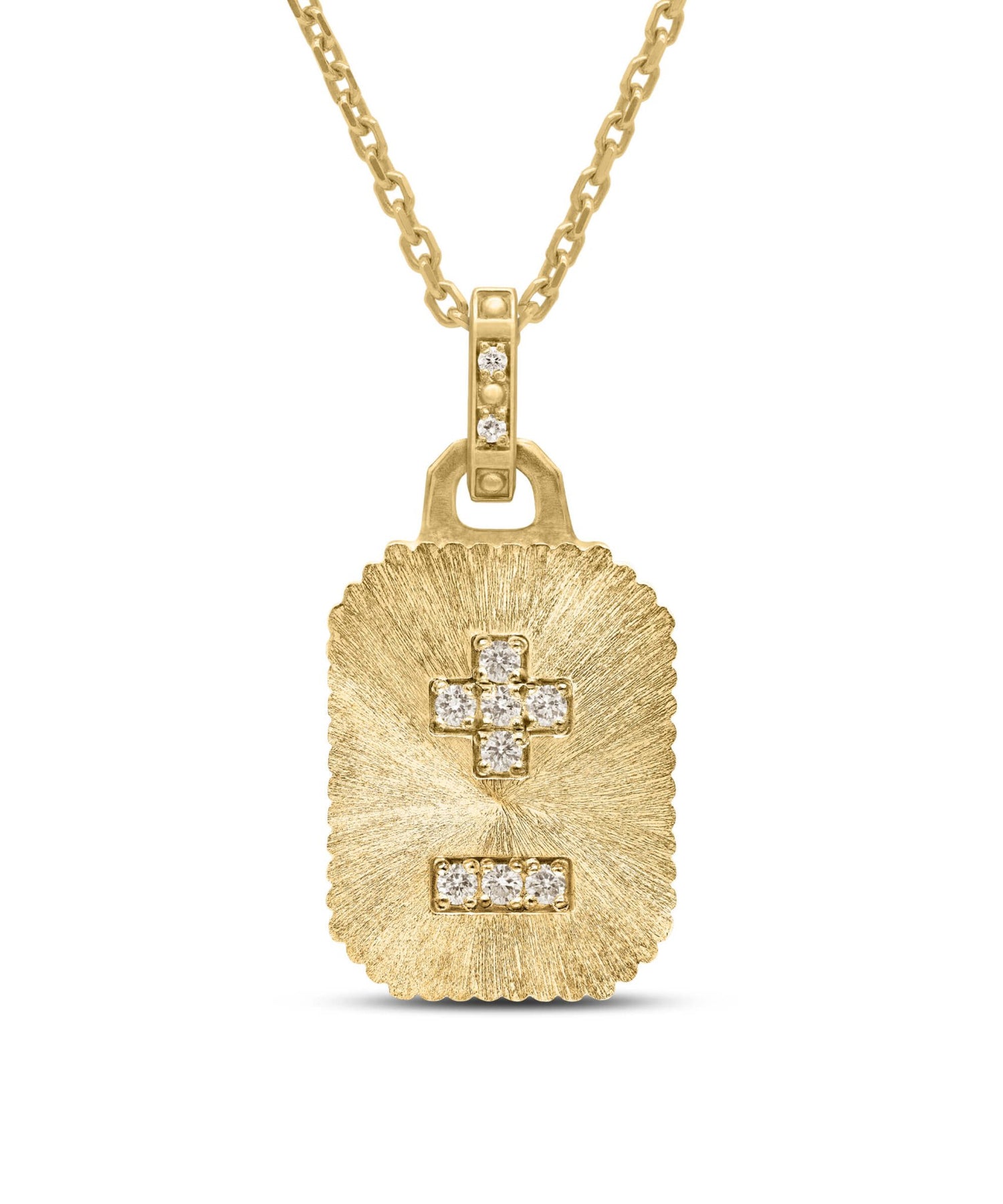 AMULETHA symbolic luxury jewelry gifting - Qu'Hier Que Demain Amulet - yellow gold with diamonds - front